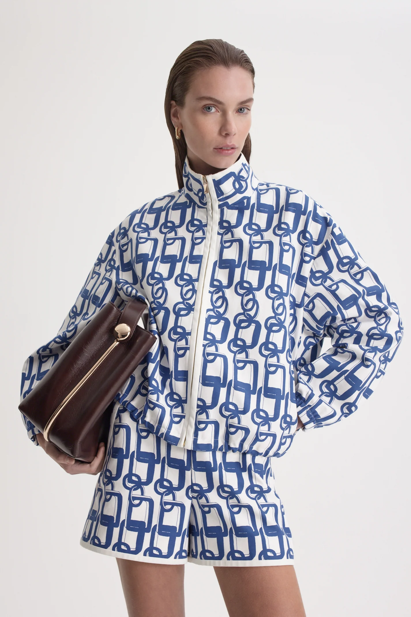 CHAIN PRINT FUNNEL JACKET - Image 3