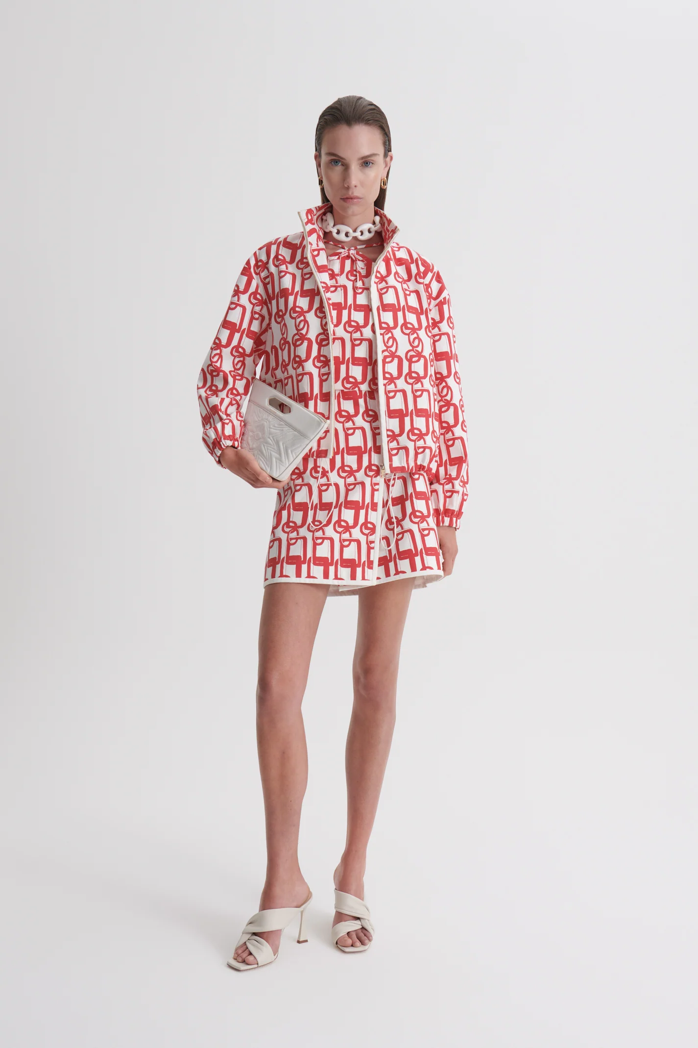 CHAIN PRINT FUNNEL JACKET - Image 3