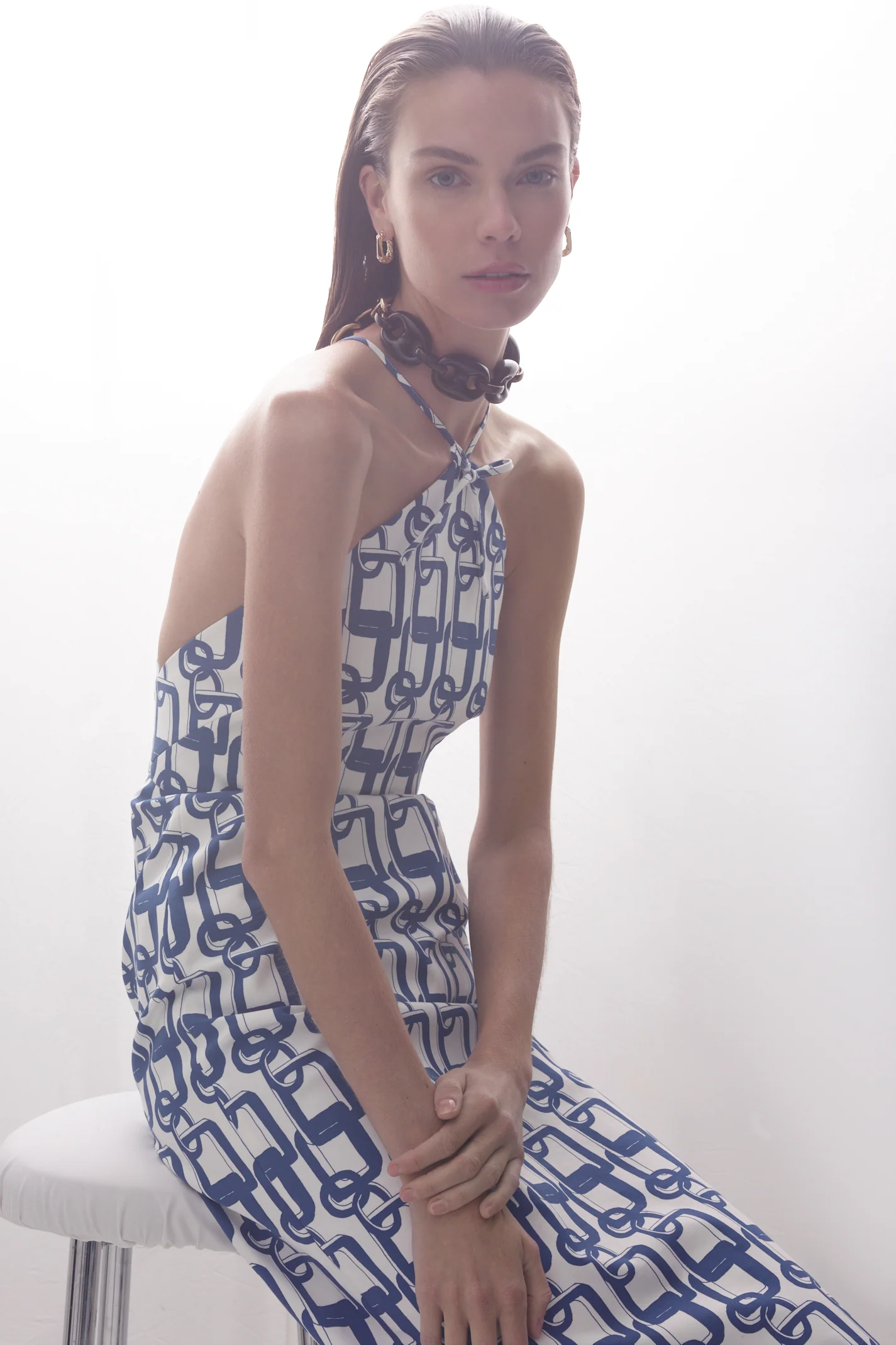 CHAIN PRINT LONG DRESS - Image 10