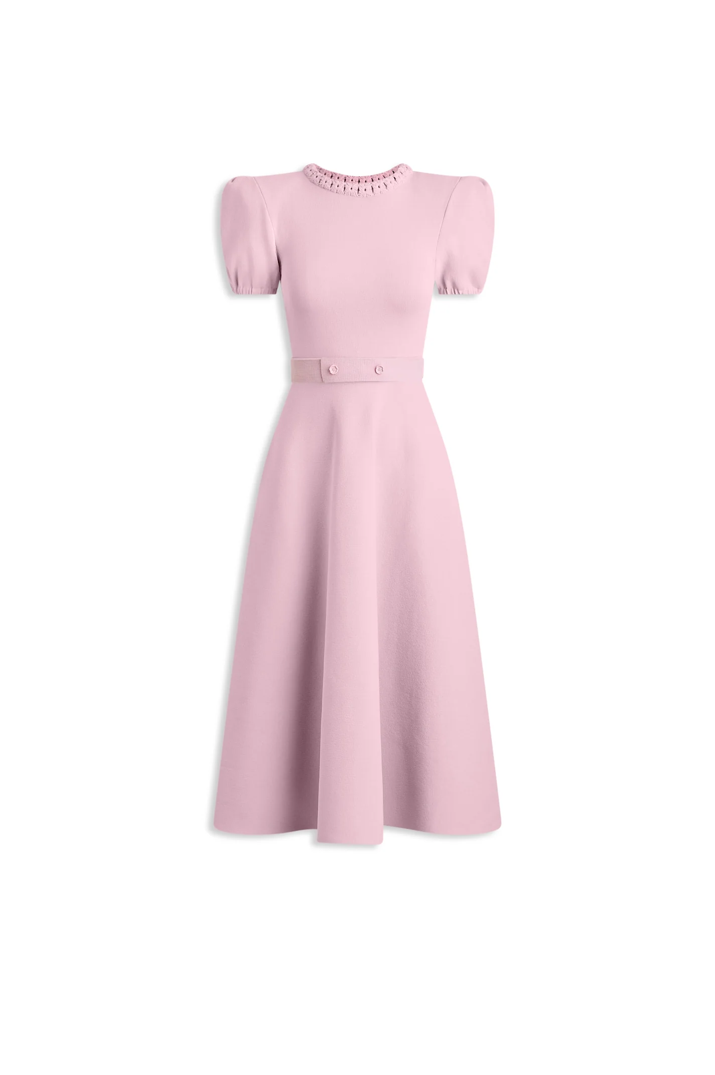 CREPE KNIT GATHER SLEEVE DRESS
