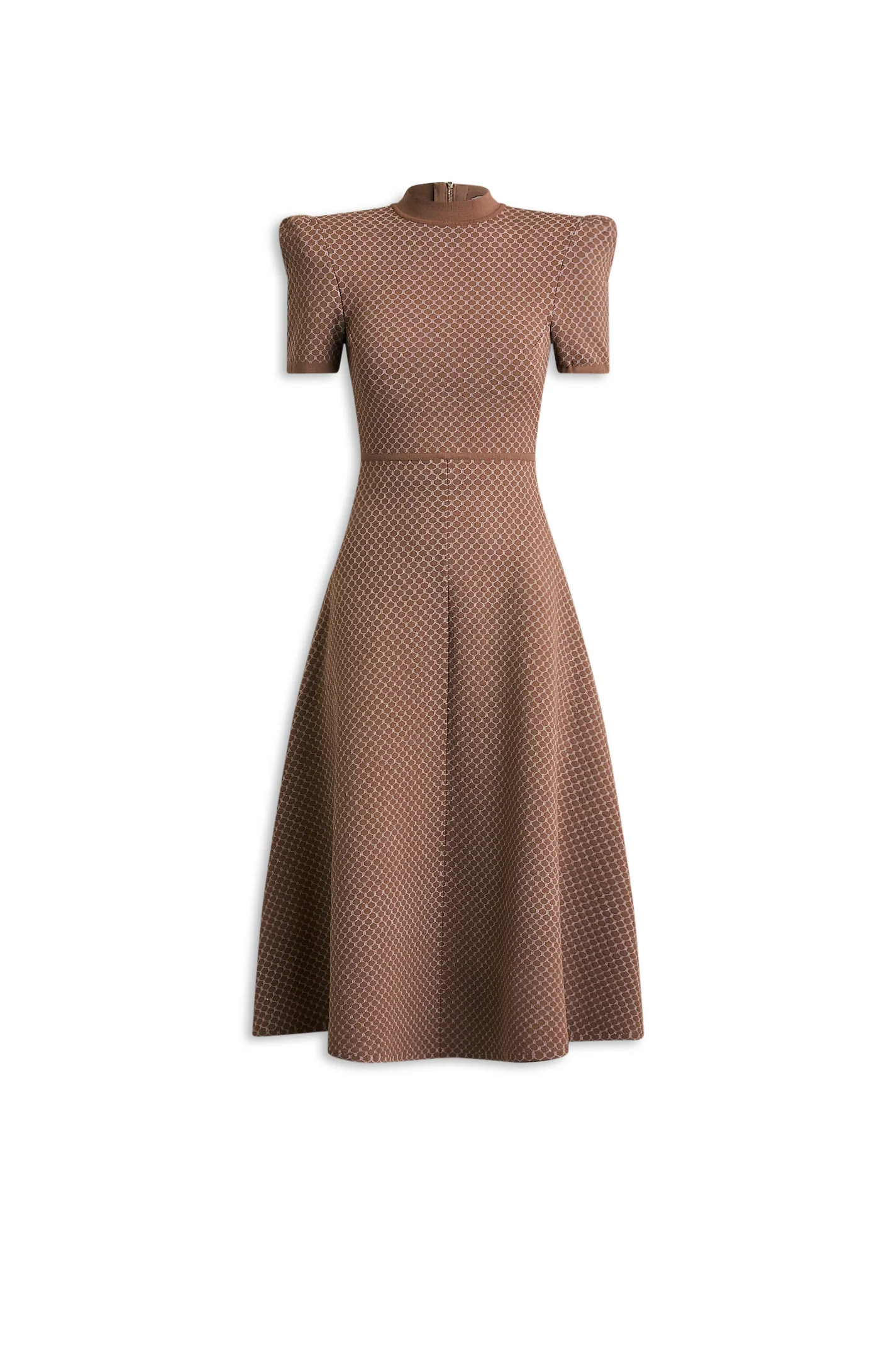 CREPE KNIT GATHER SLEEVE DRESS