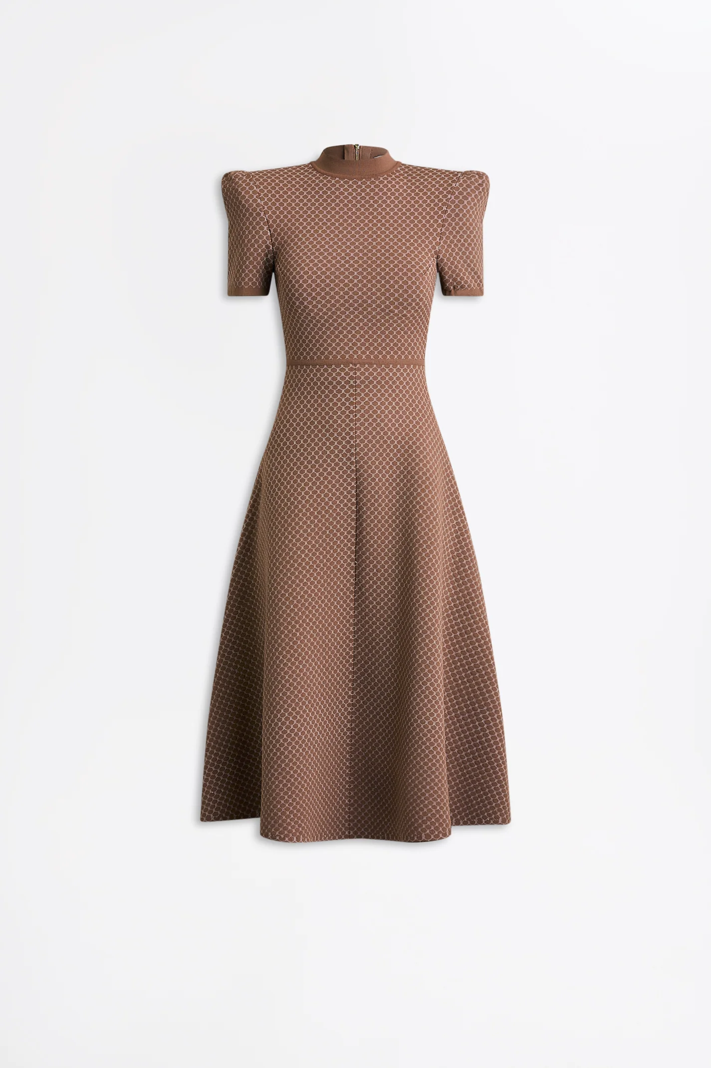 CREPE KNIT GATHER SLEEVE DRESS - Image 2