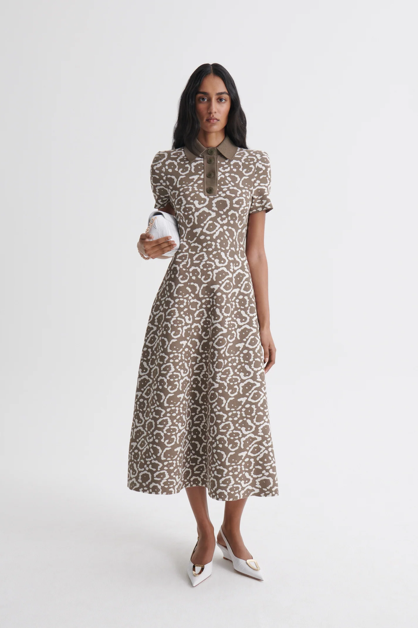 CREPE KNIT JACQUARD SHIRT DRESS - Image 4