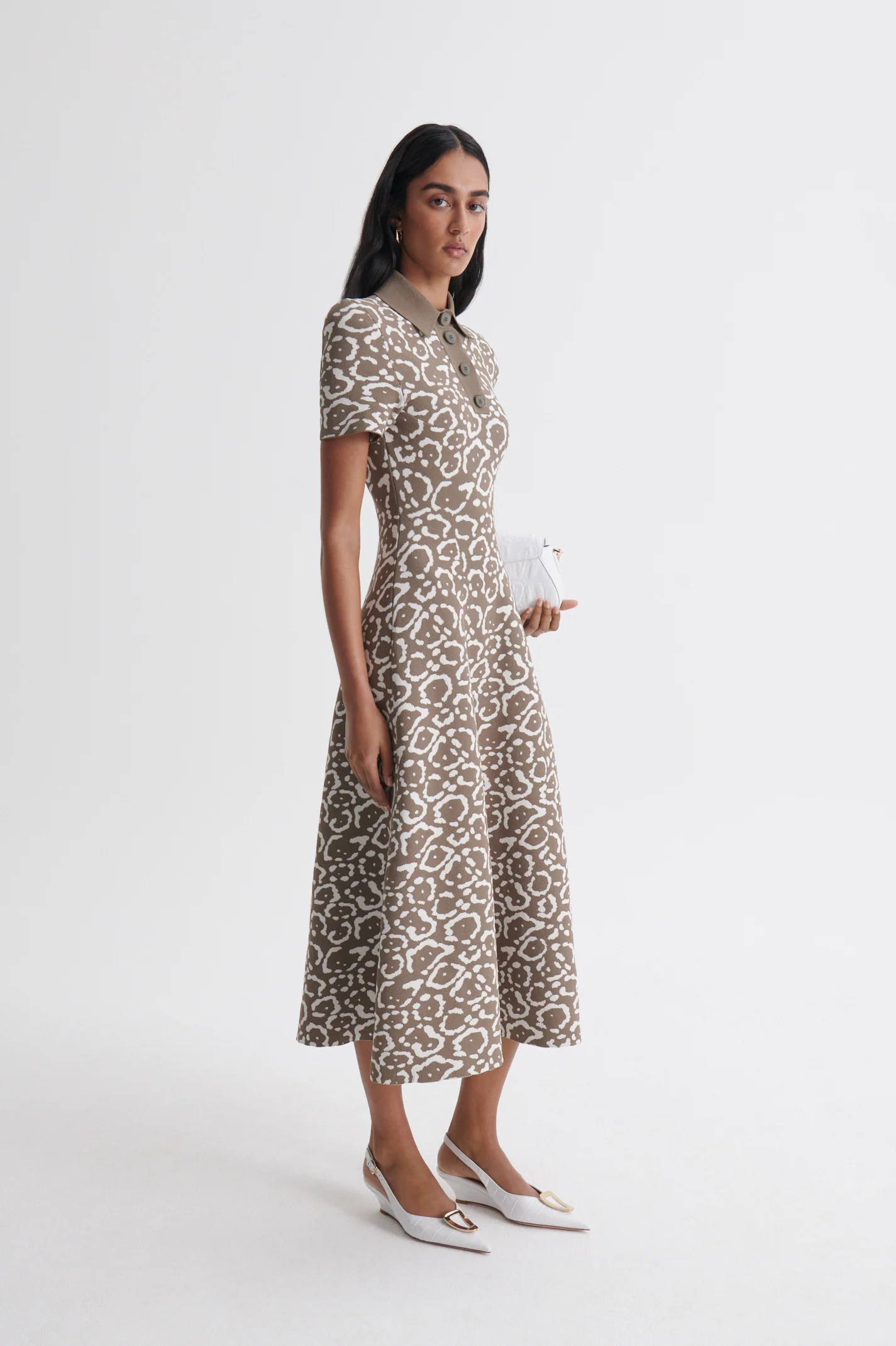 CREPE KNIT JACQUARD SHIRT DRESS - Image 5