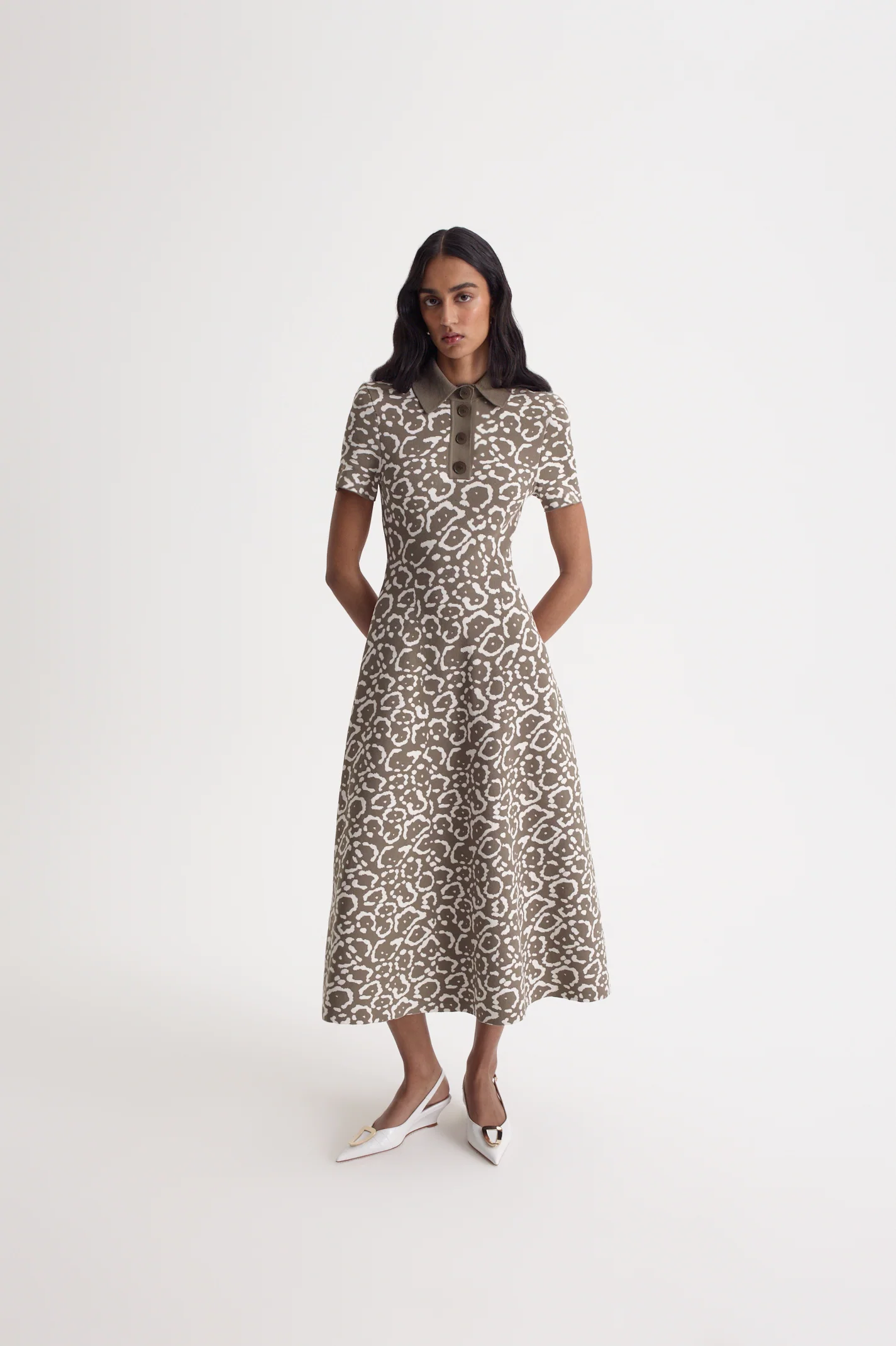 CREPE KNIT JACQUARD SHIRT DRESS - Image 8