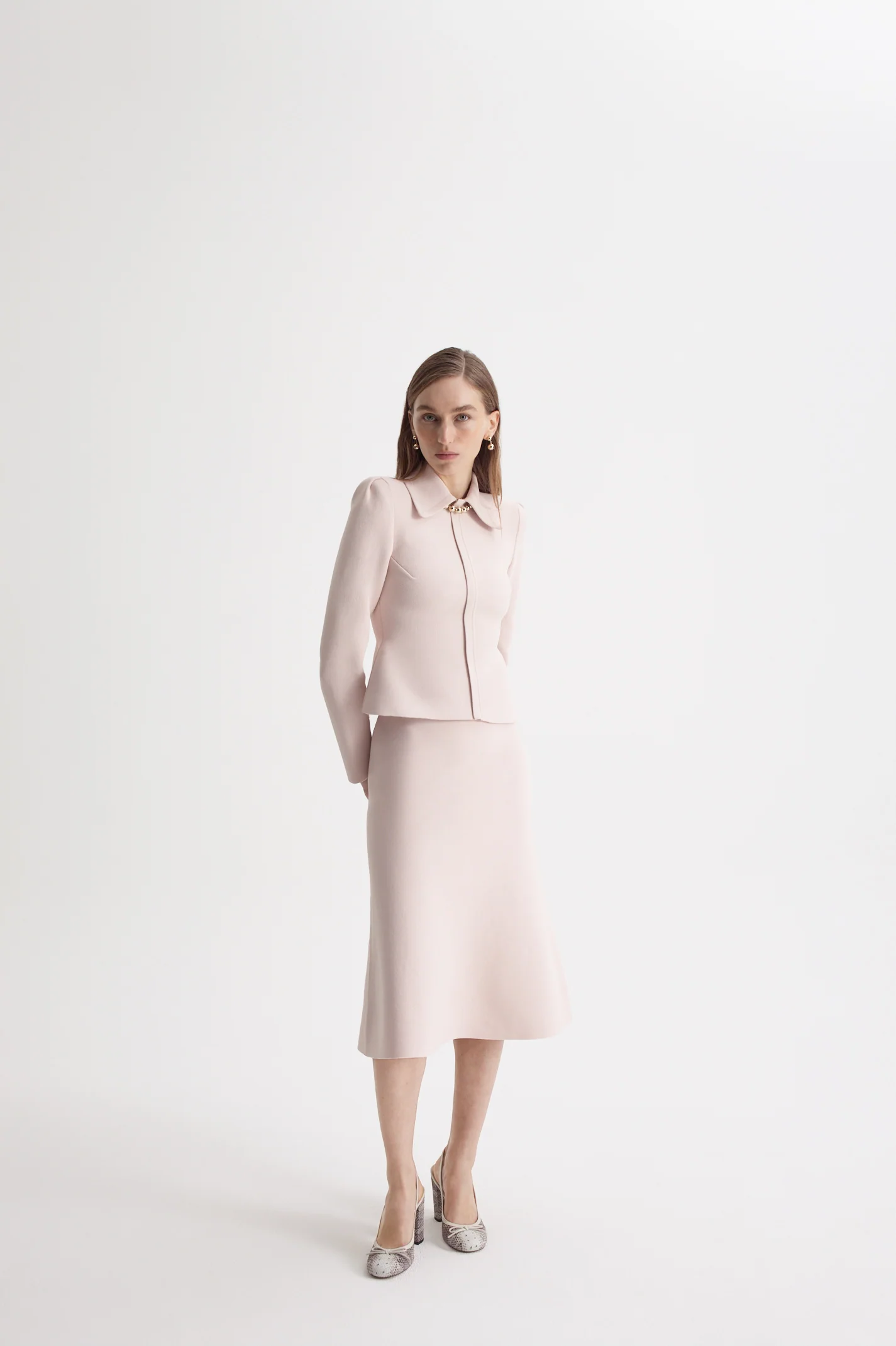 CREPE KNIT PEPLUM COLLAR JACKET - Image 8