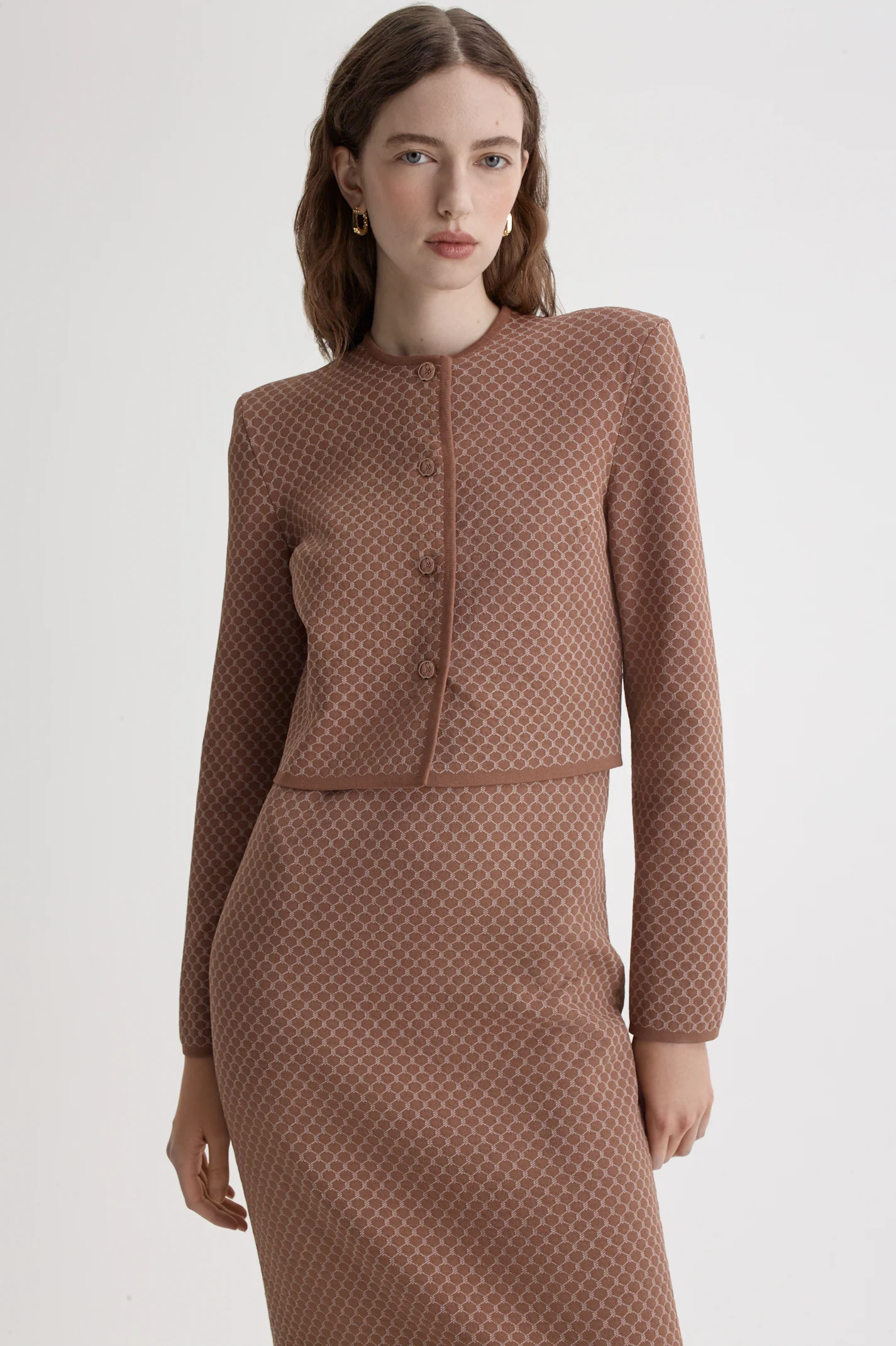 CREPE KNIT ROPE JACQUARD JACKET - Image 3