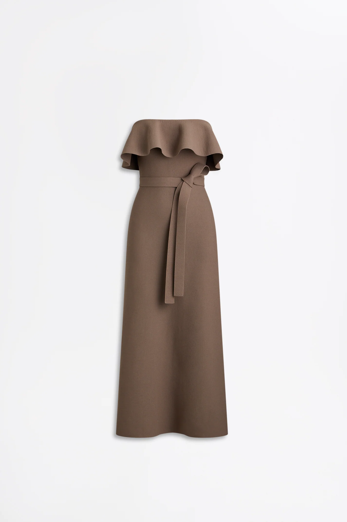 CREPE KNIT RUFFLE STRAPLESS DRESS - Image 2