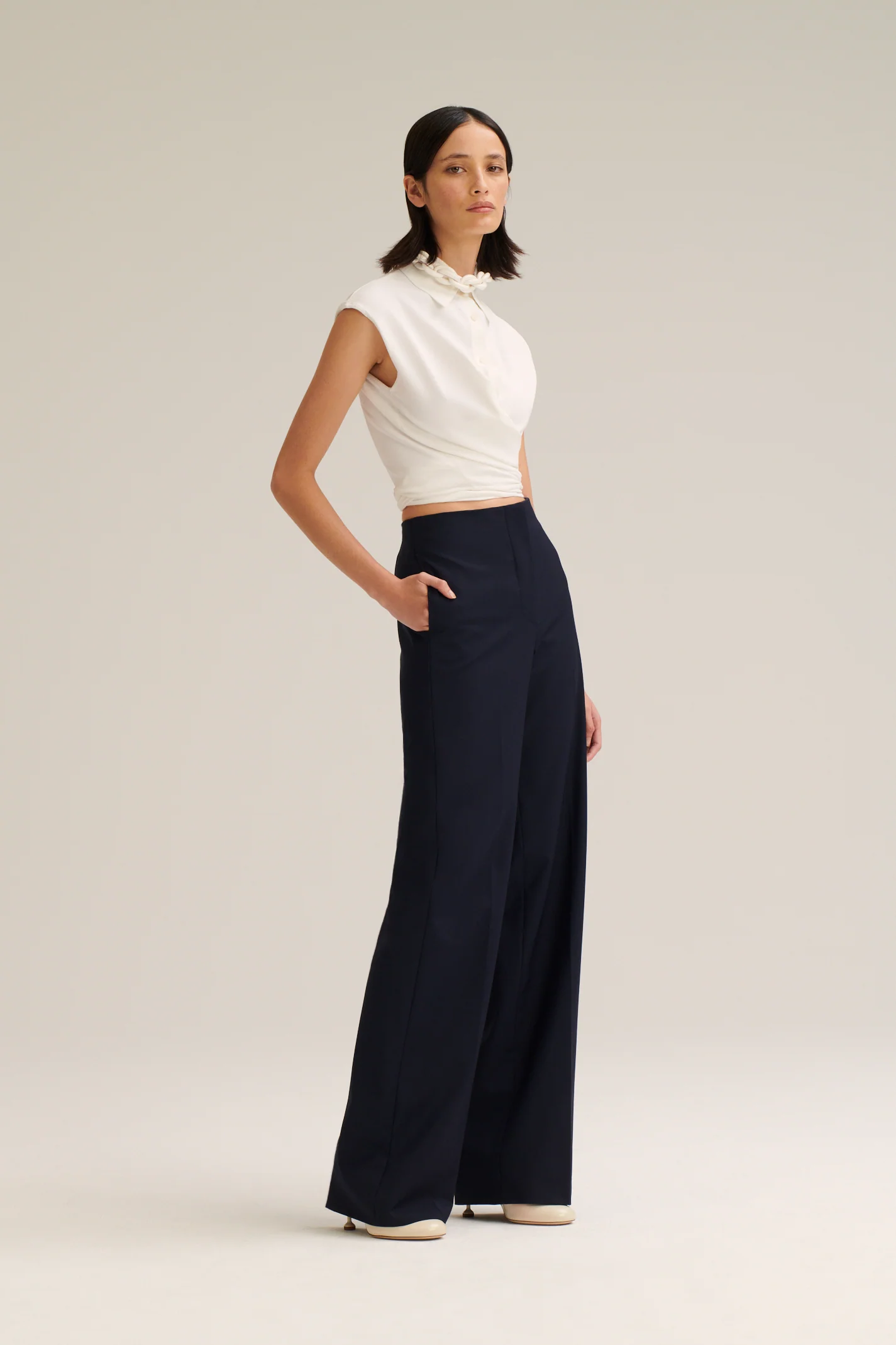 CREPE KNIT WRAP SHIRT - Image 5