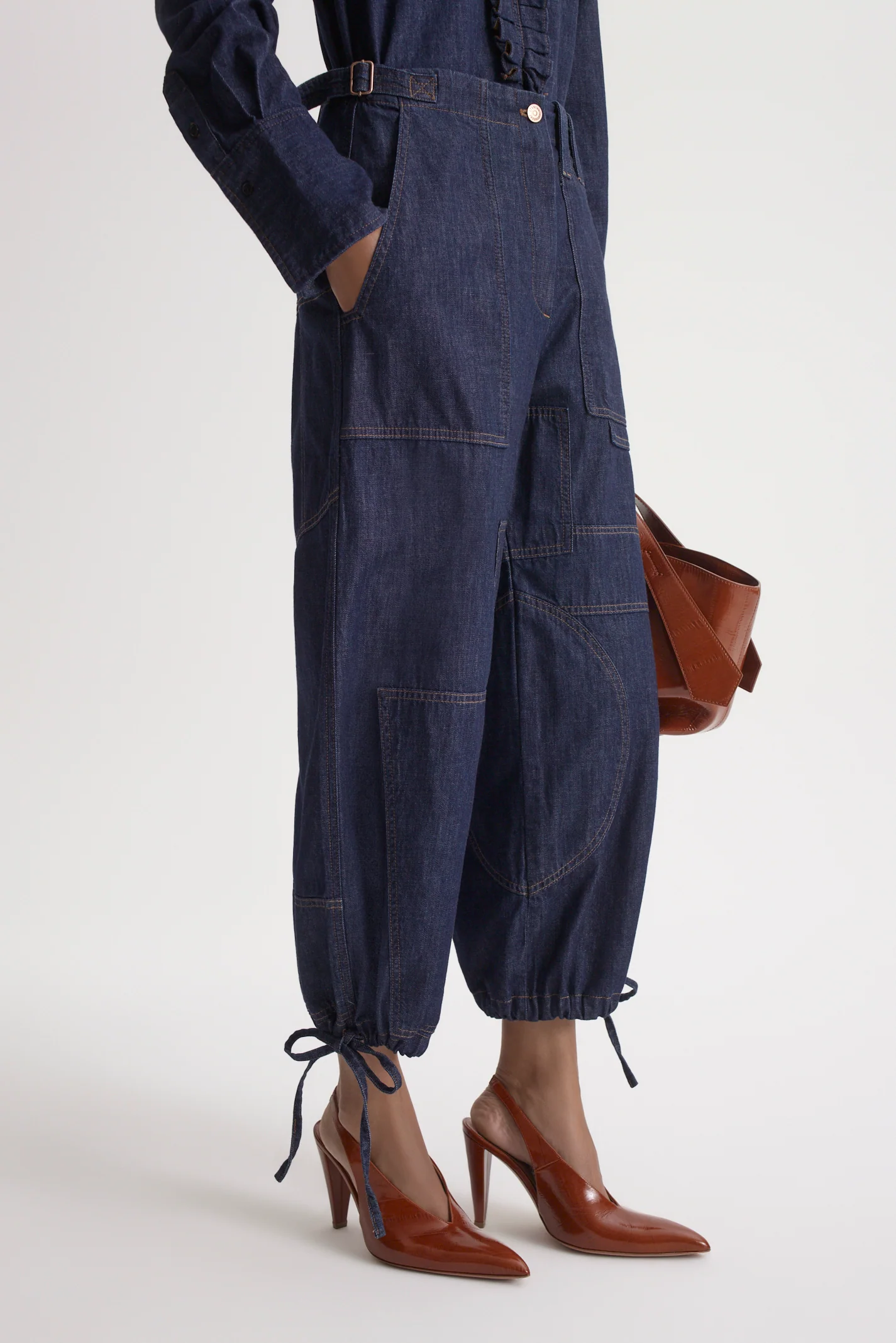 DENIM CROPPED CARGO JEAN - Image 8