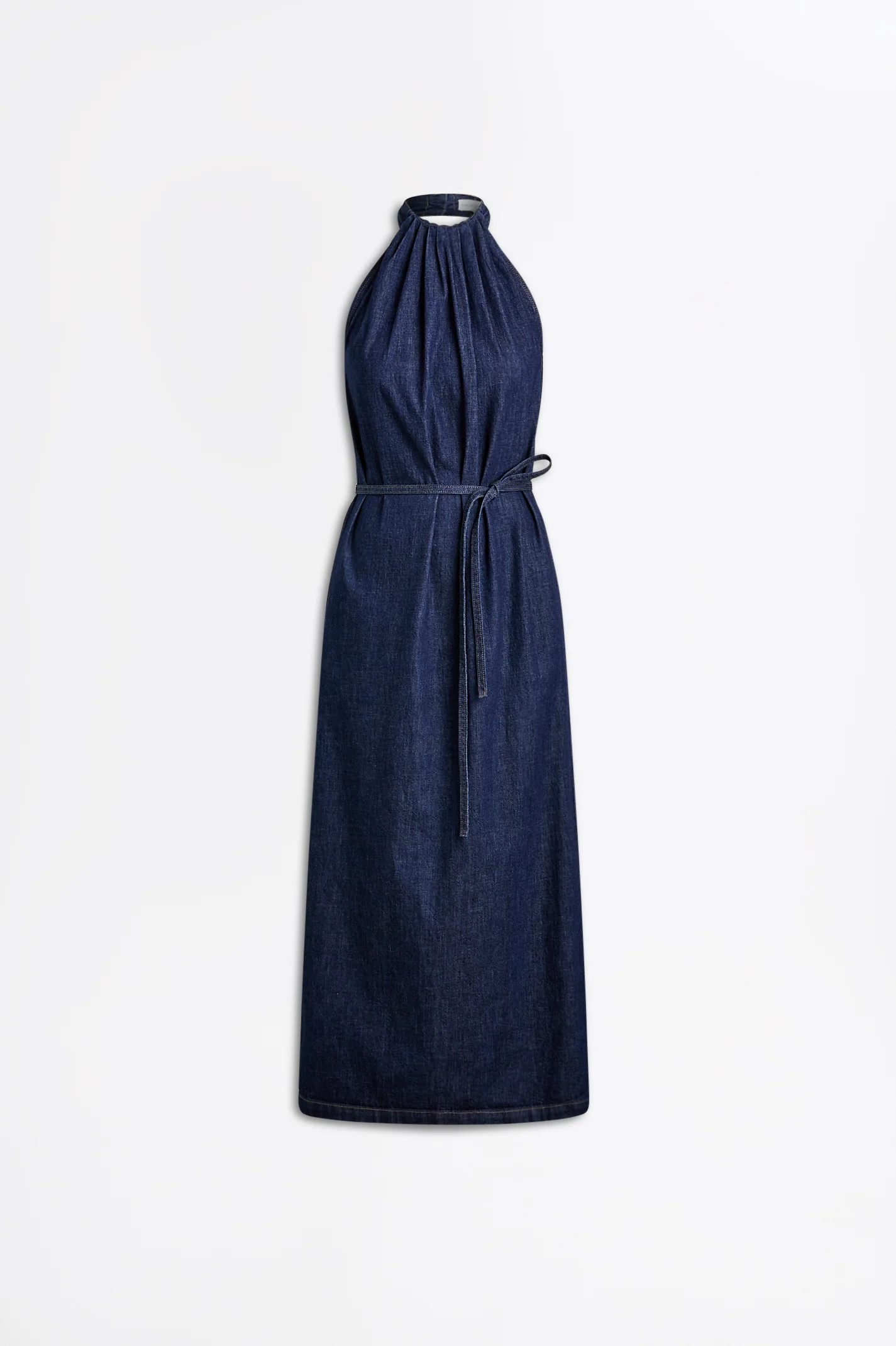 DENIM GATHER NECK DRESS - Image 2