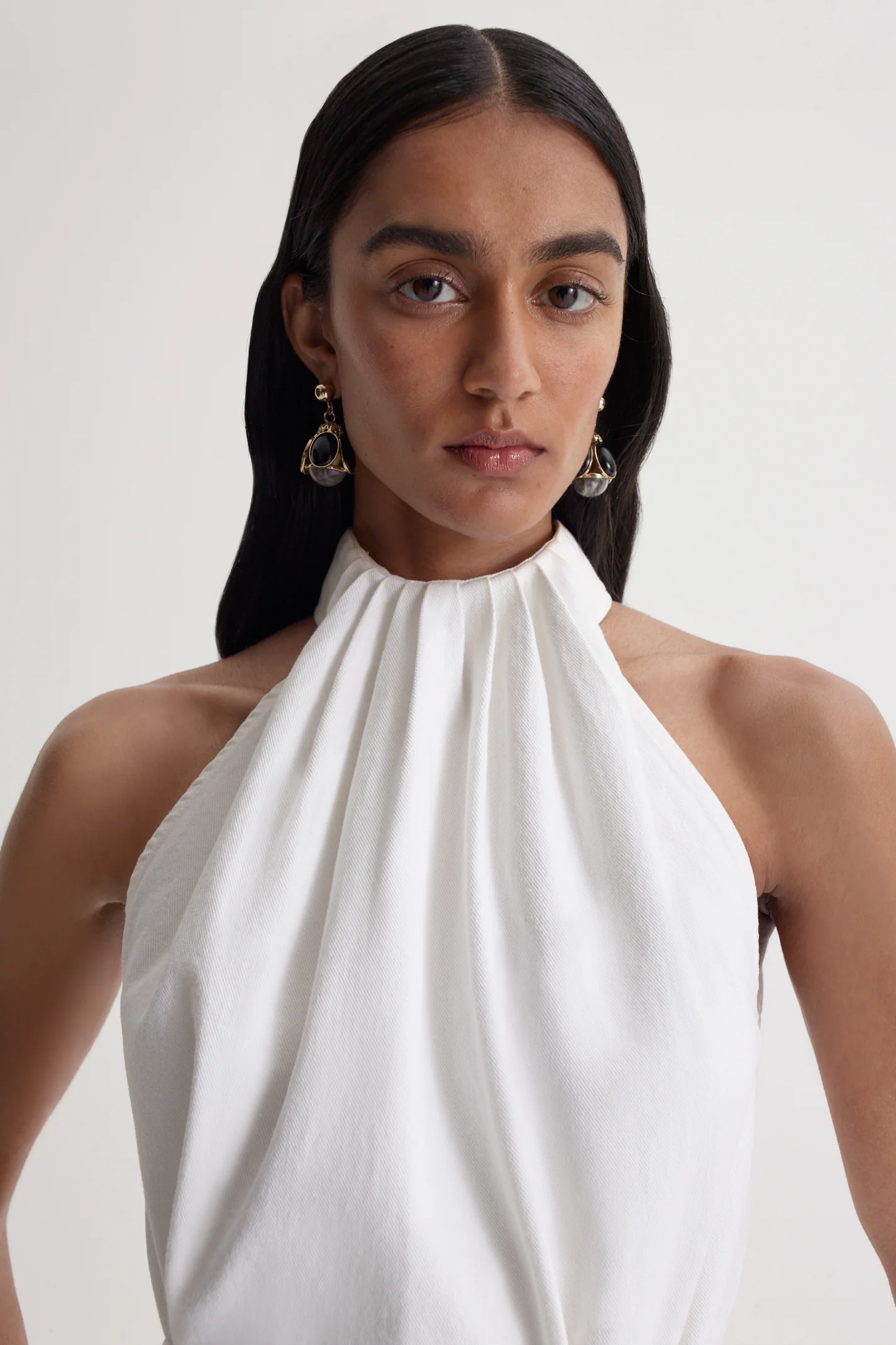 DENIM GATHER NECK TOP - Image 3