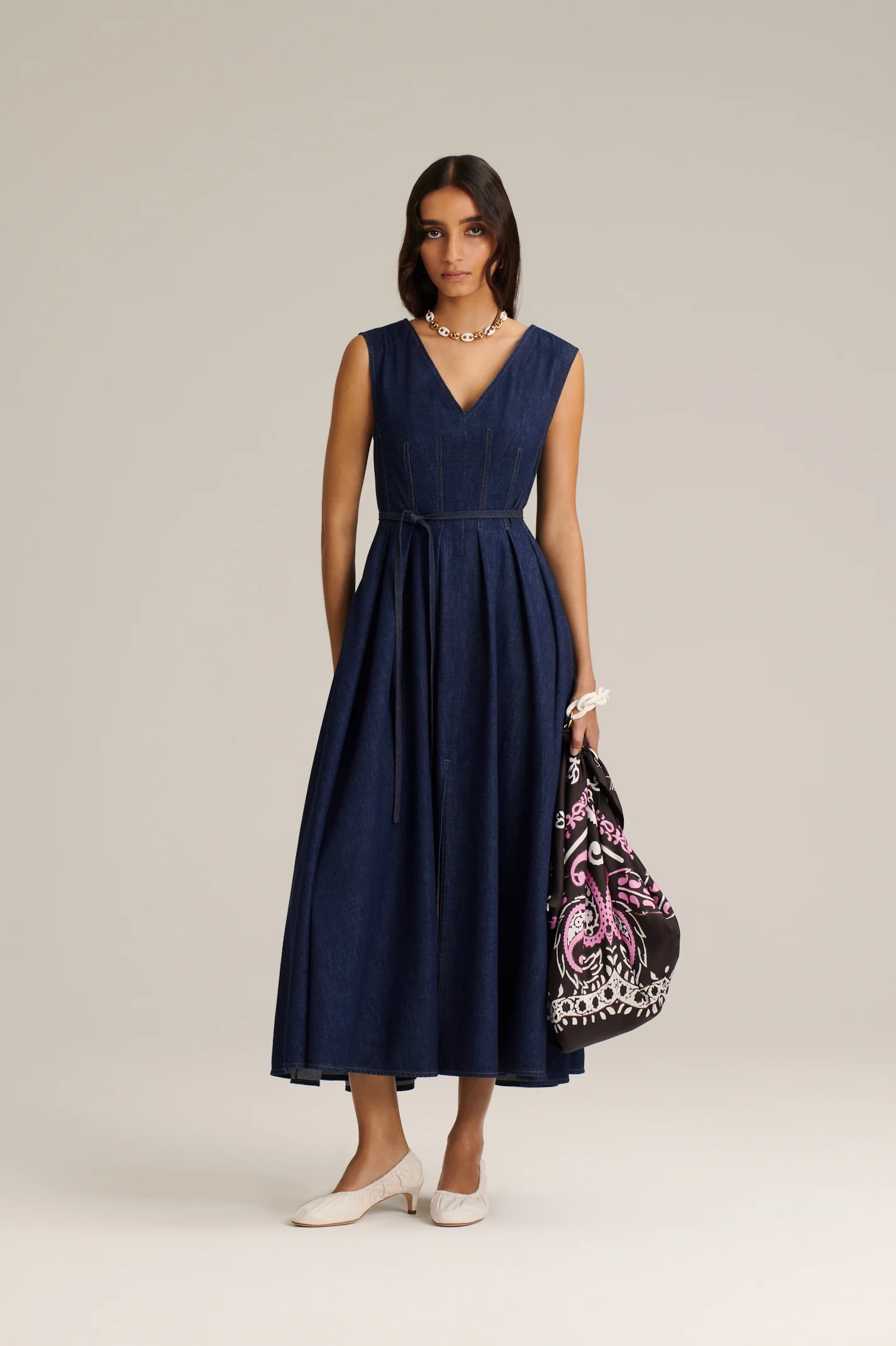 DENIM PLEAT DRESS - Image 4