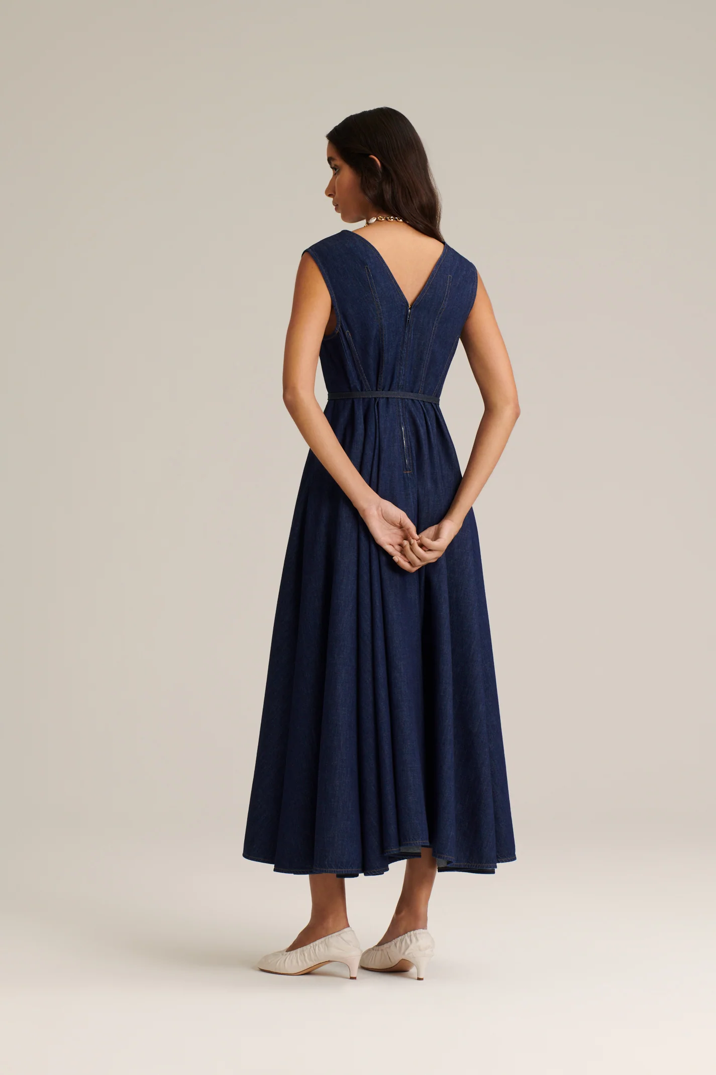 DENIM PLEAT DRESS - Image 5