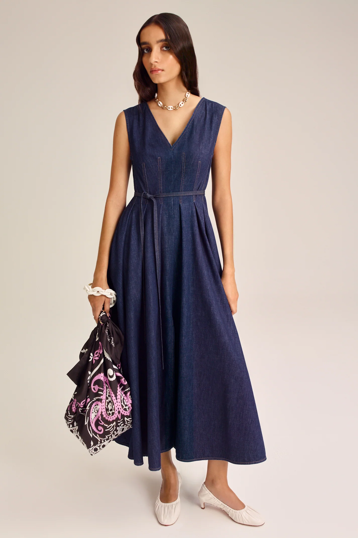 DENIM PLEAT DRESS - Image 6