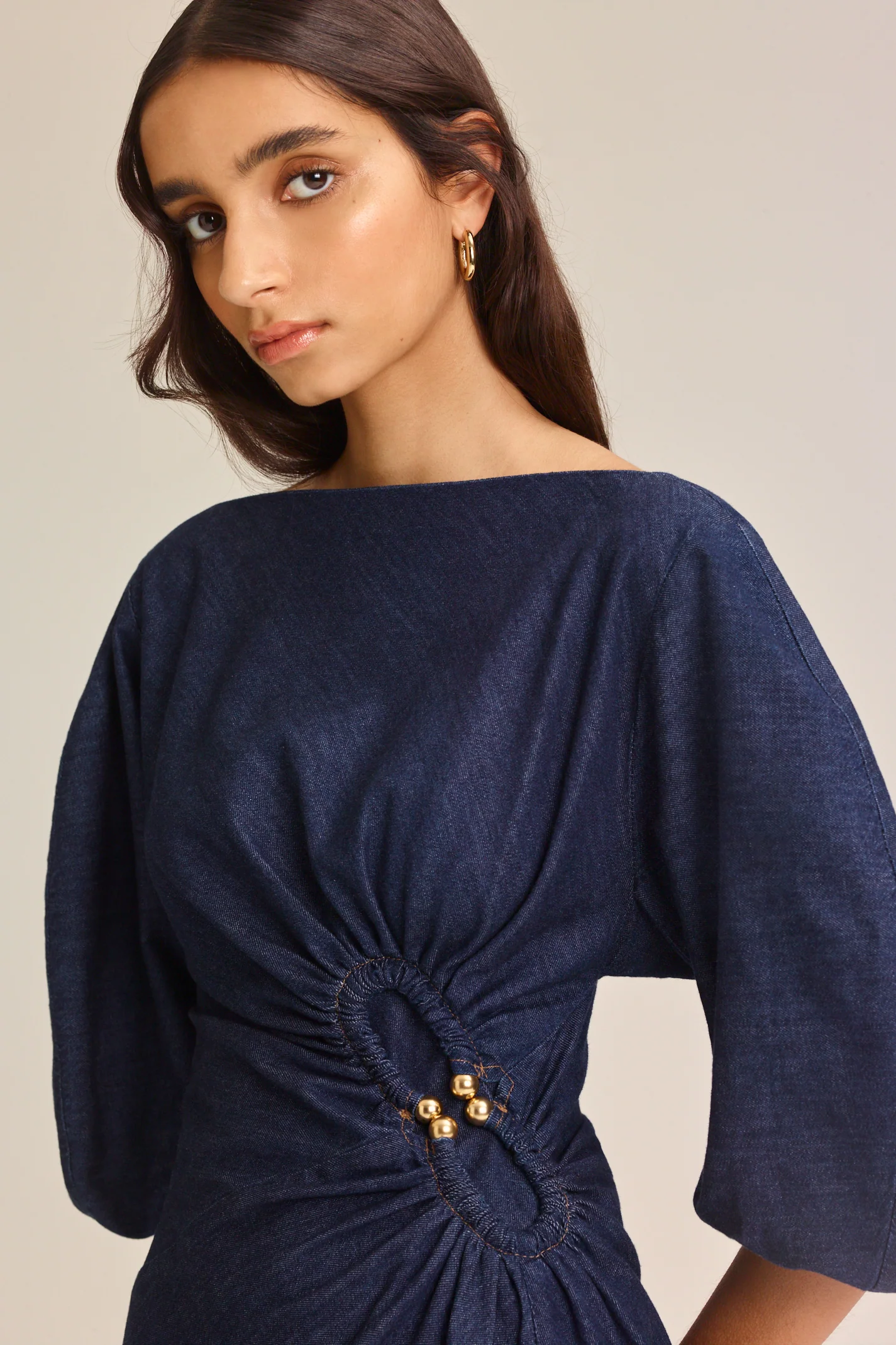 DENIM TURBAN RING DRESS - Image 3