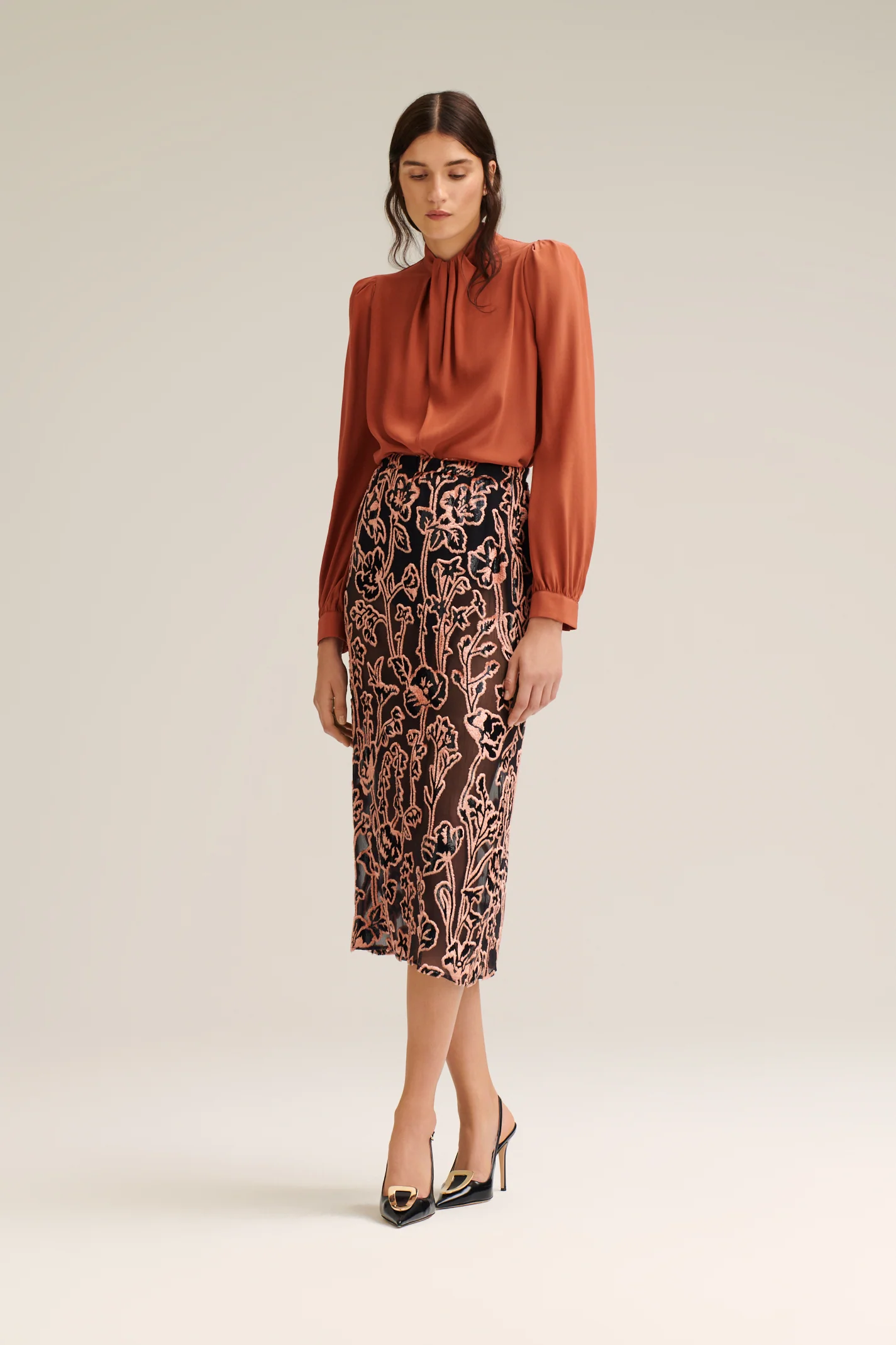 FRENCH VELVET FLORAL SKIRT - Image 3