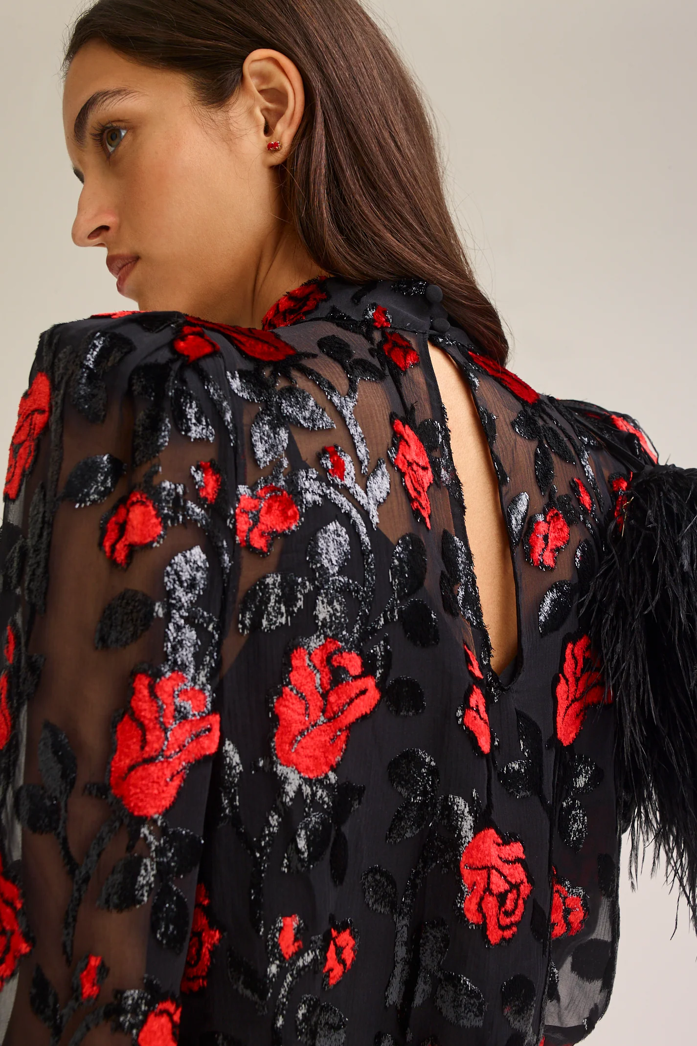 FRENCH VELVET FLORAL BLOUSE - Image 3