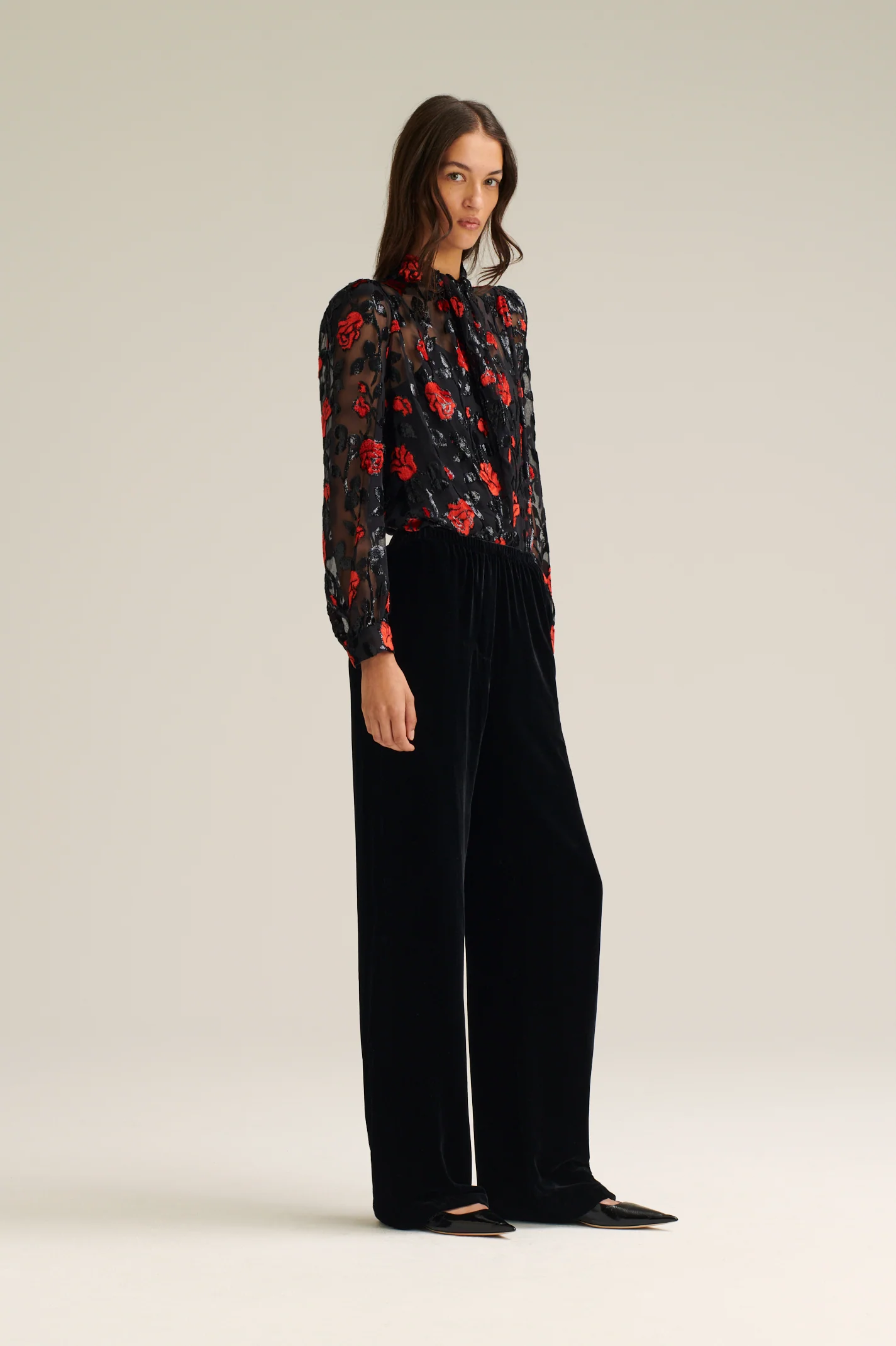 FRENCH VELVET FLORAL BLOUSE - Image 5