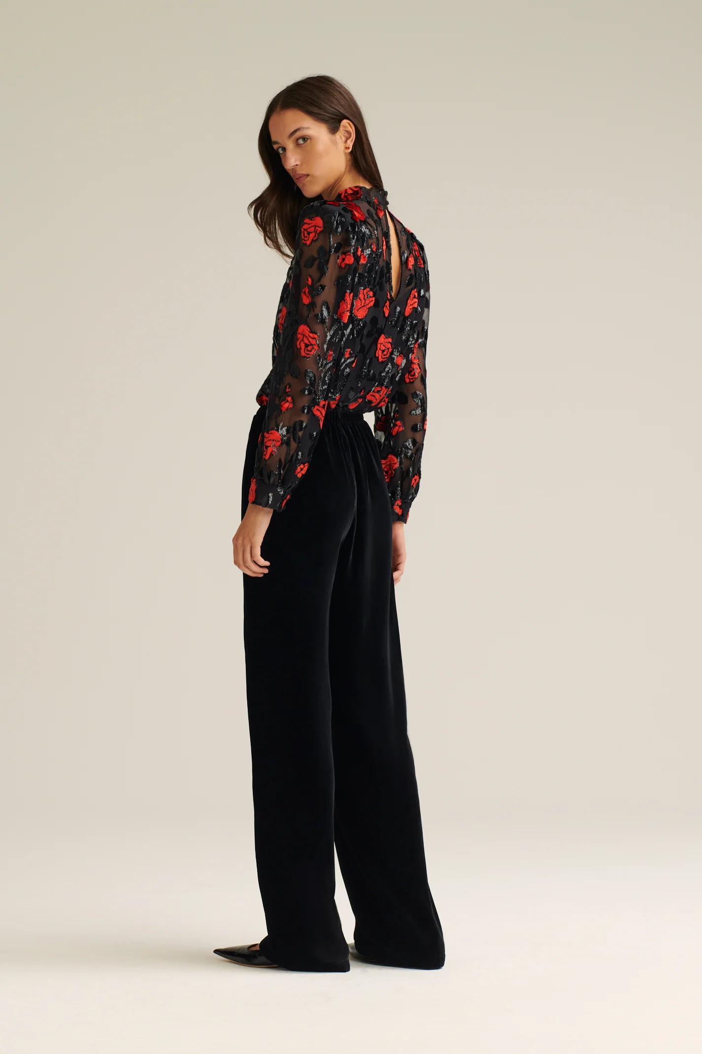 FRENCH VELVET FLORAL BLOUSE - Image 6