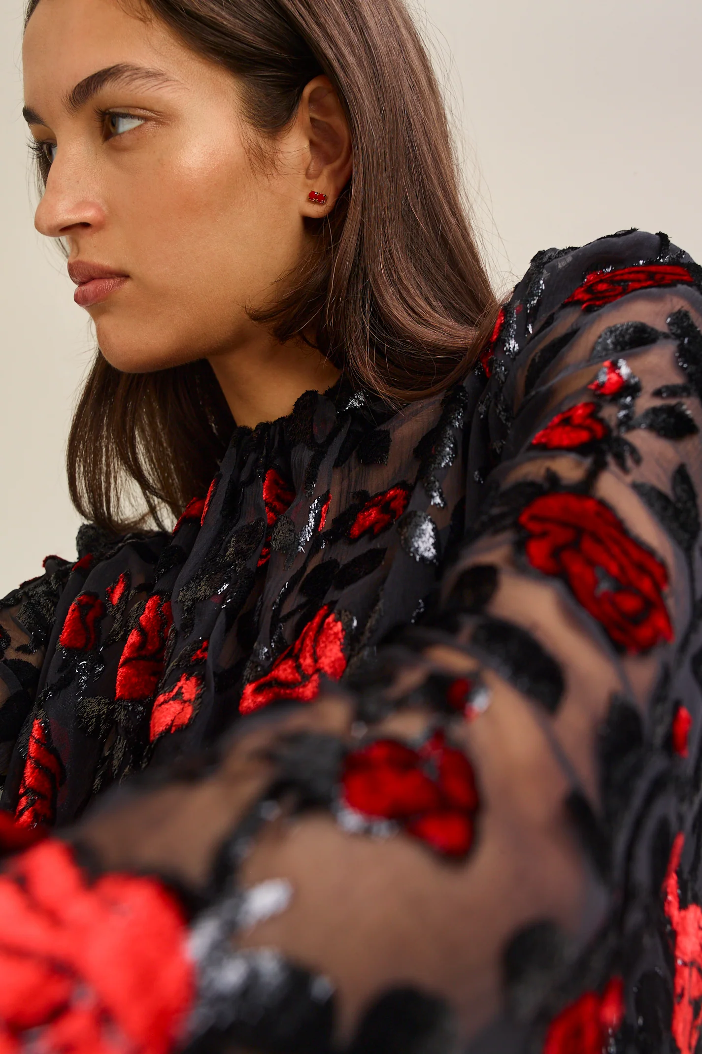 FRENCH VELVET FLORAL BLOUSE - Image 7