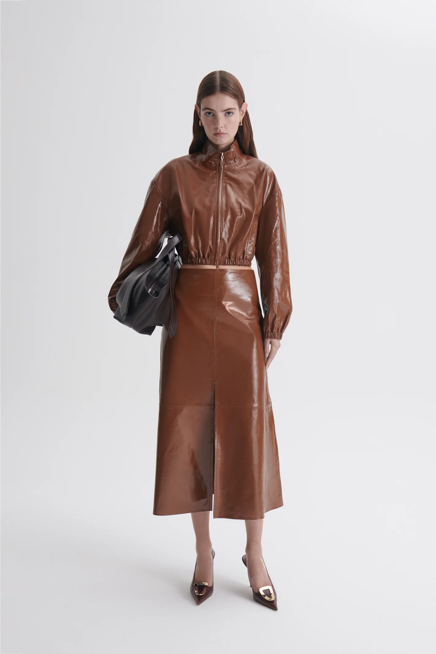 FUNNEL NECK LEATHER JACKET - Image 4