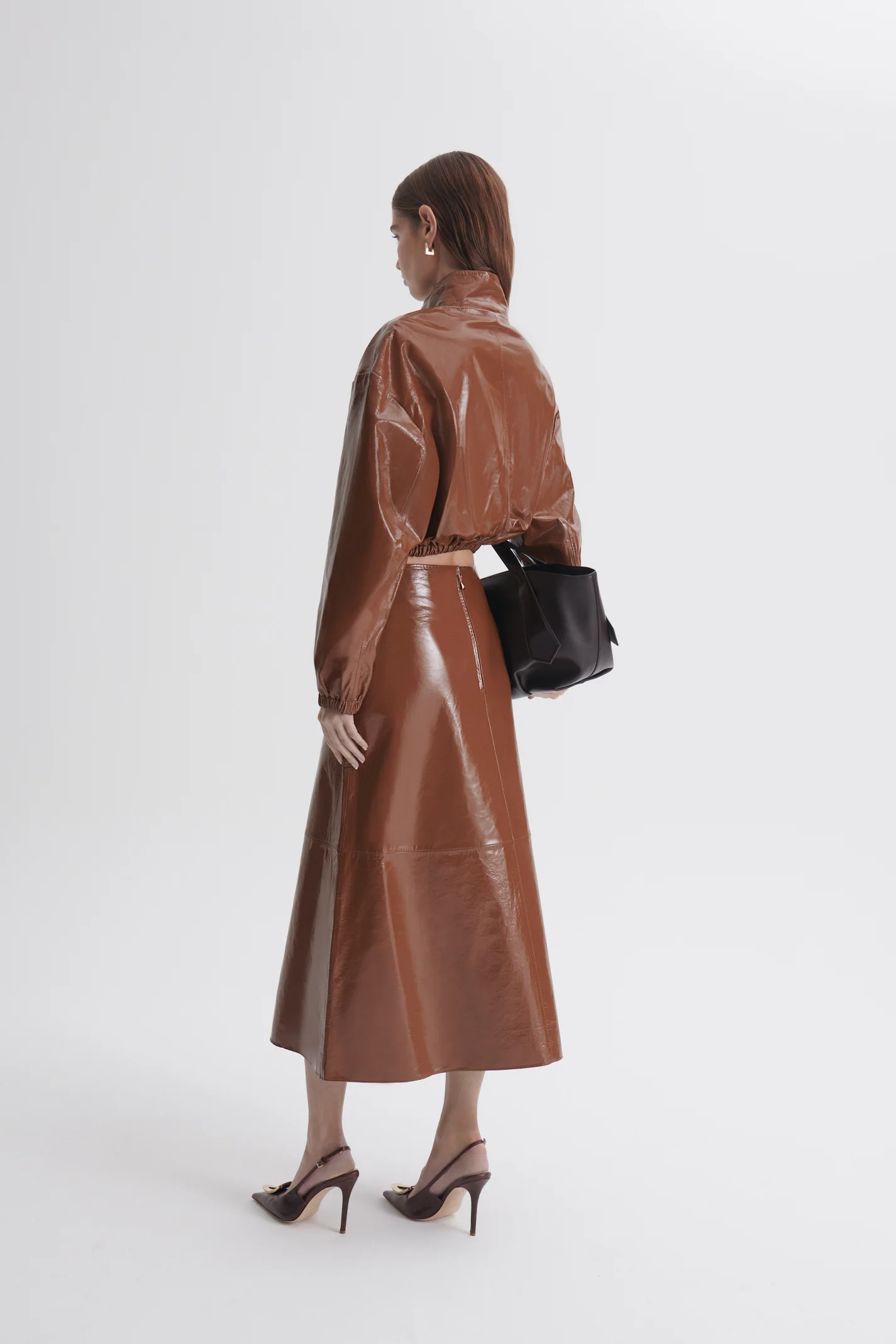 FUNNEL NECK LEATHER JACKET - Image 6