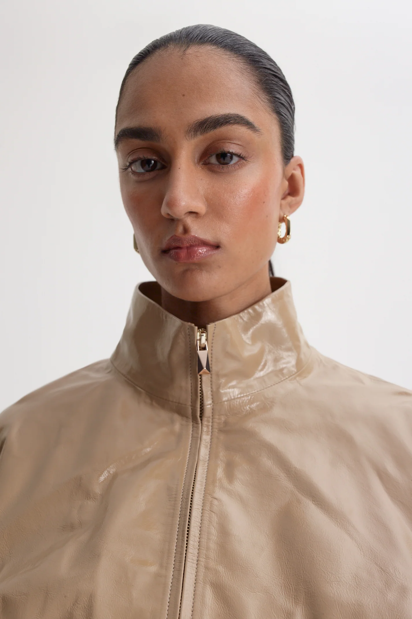 FUNNEL NECK LEATHER JACKET - Image 8