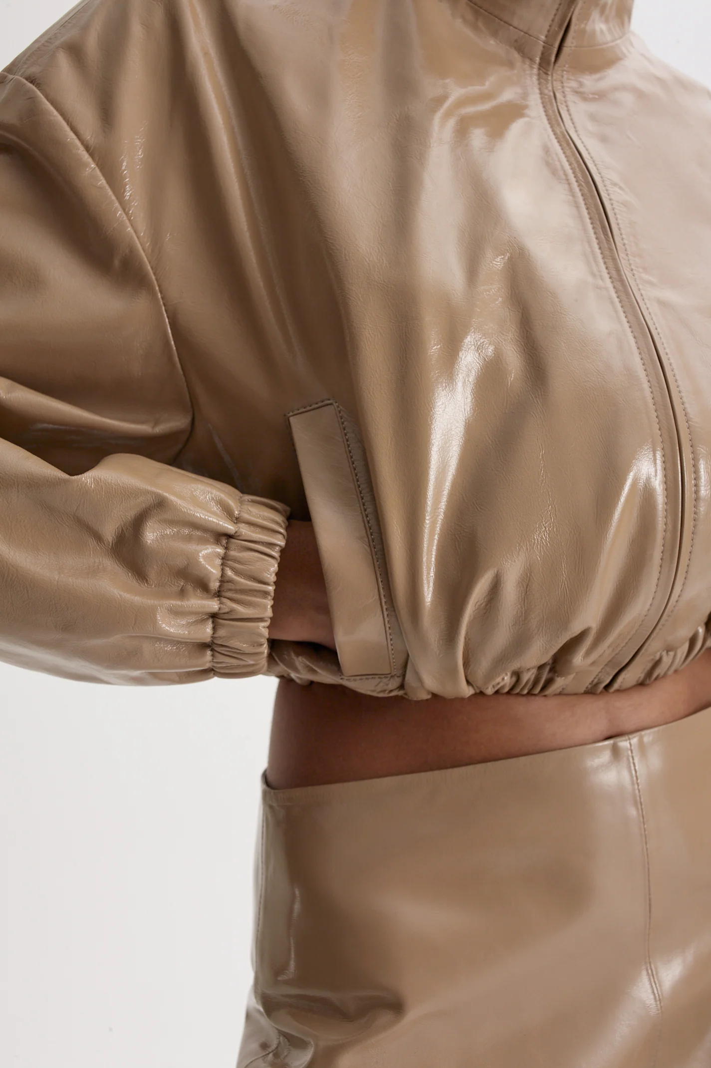 FUNNEL NECK LEATHER JACKET - Image 9