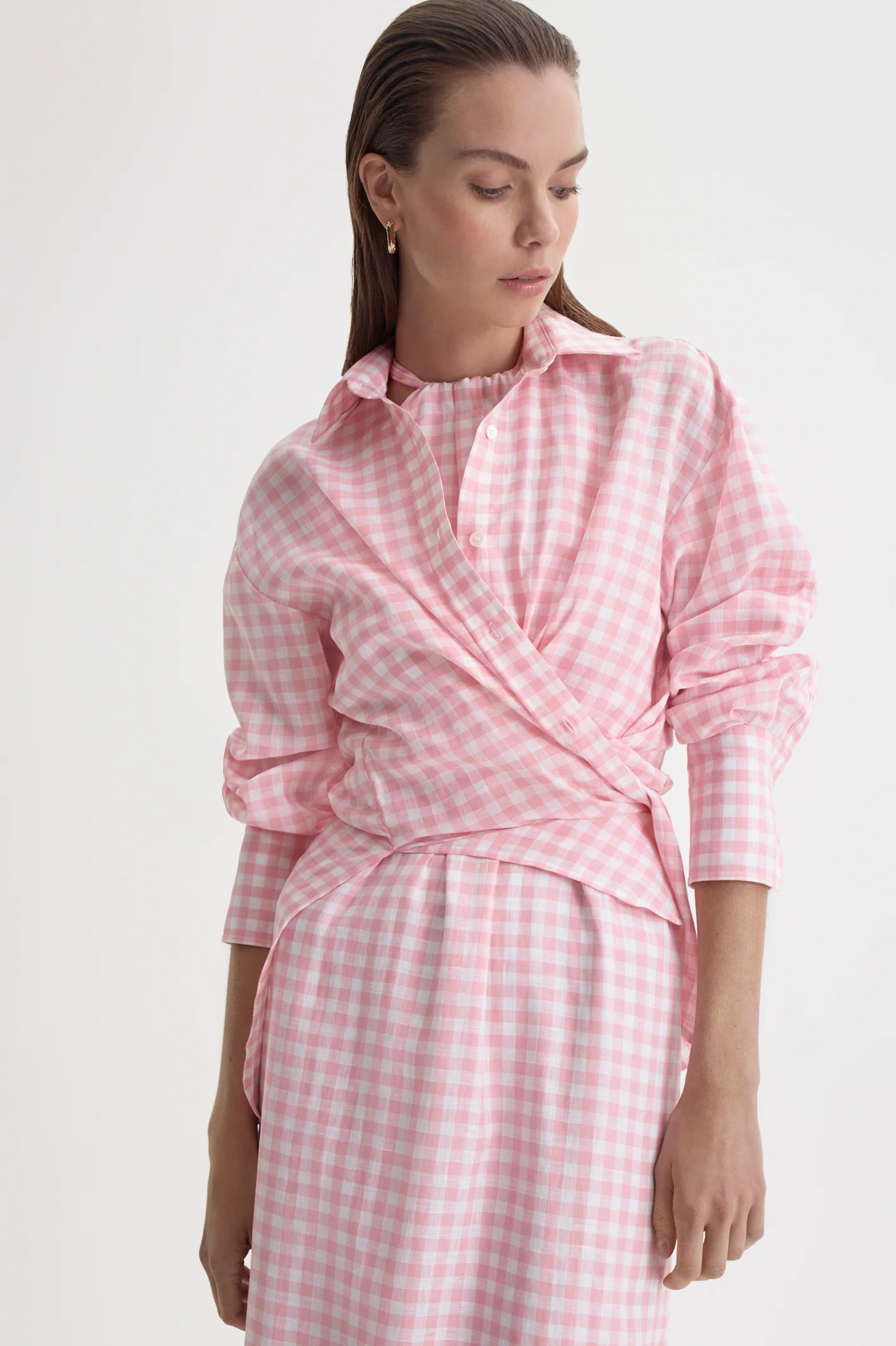 GINGHAM TIE NECK DRESS - Image 11