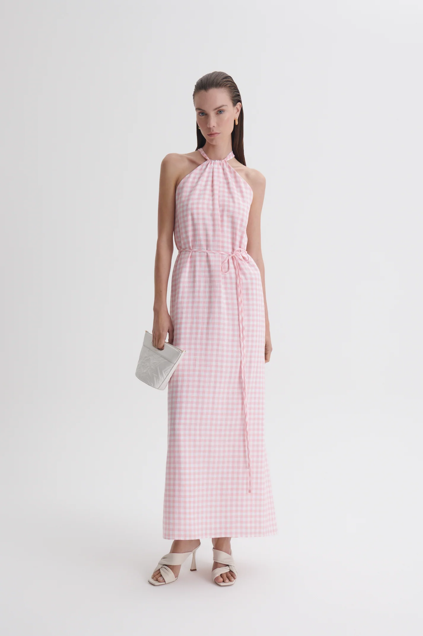 GINGHAM TIE NECK DRESS - Image 3