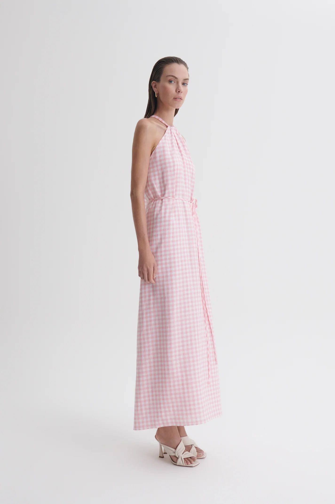 GINGHAM TIE NECK DRESS - Image 4
