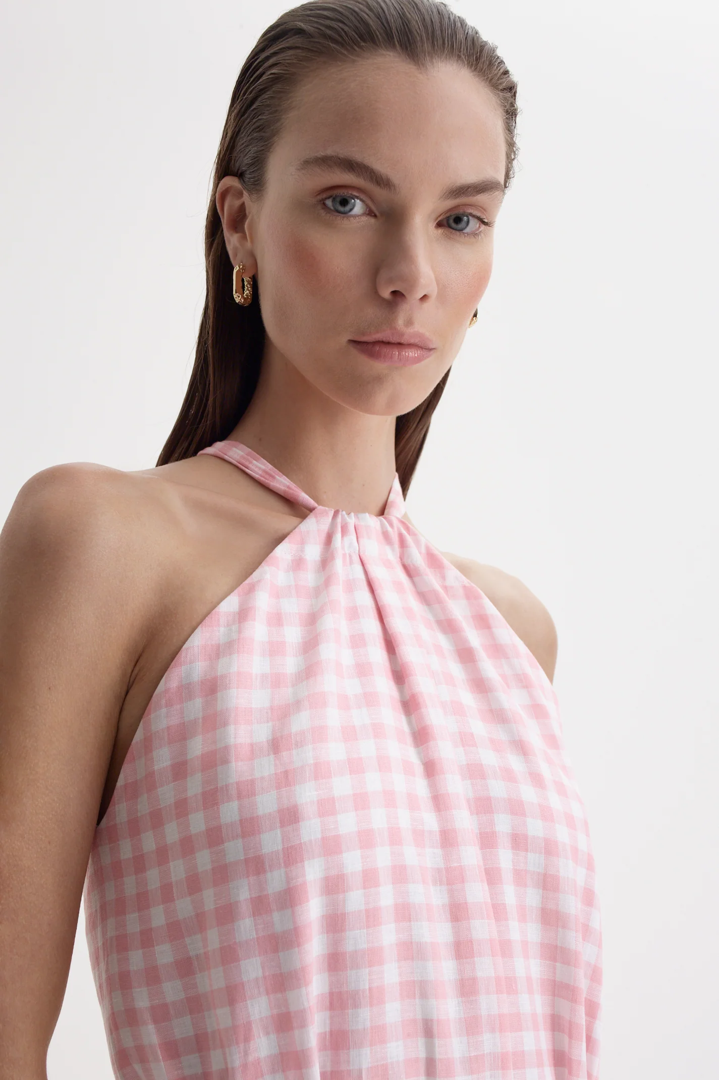 GINGHAM TIE NECK DRESS - Image 7