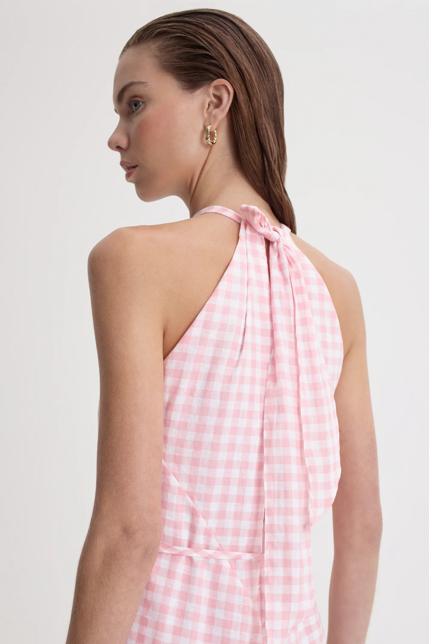GINGHAM TIE NECK DRESS - Image 9