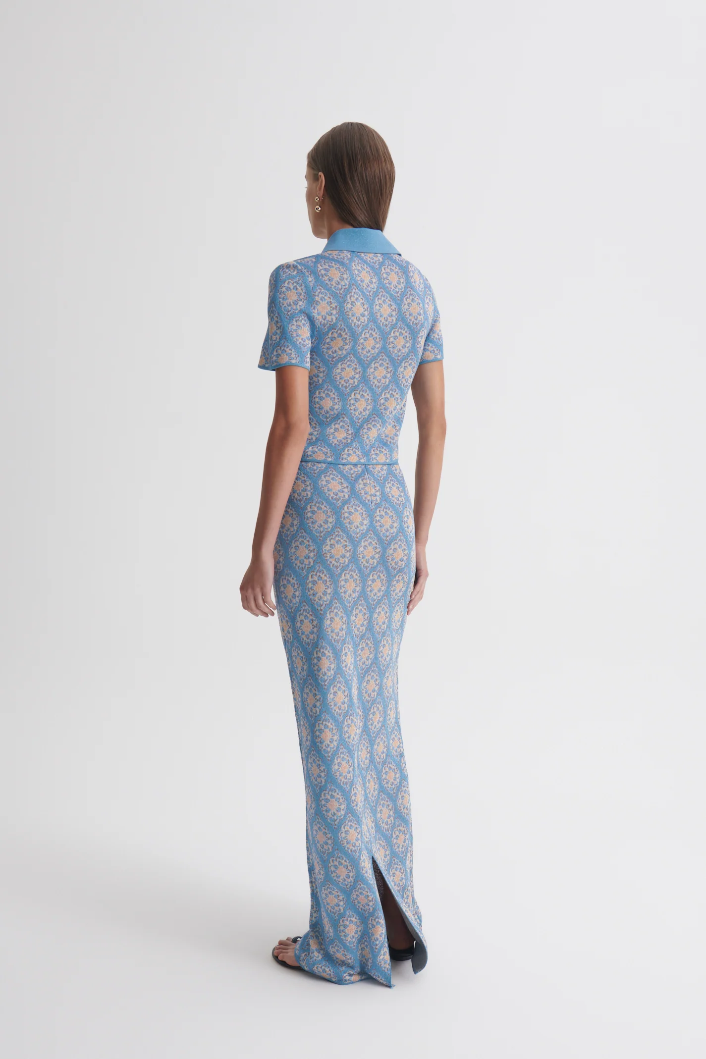 KNIT BROCADE LONG PENCIL SKIRT - Image 5