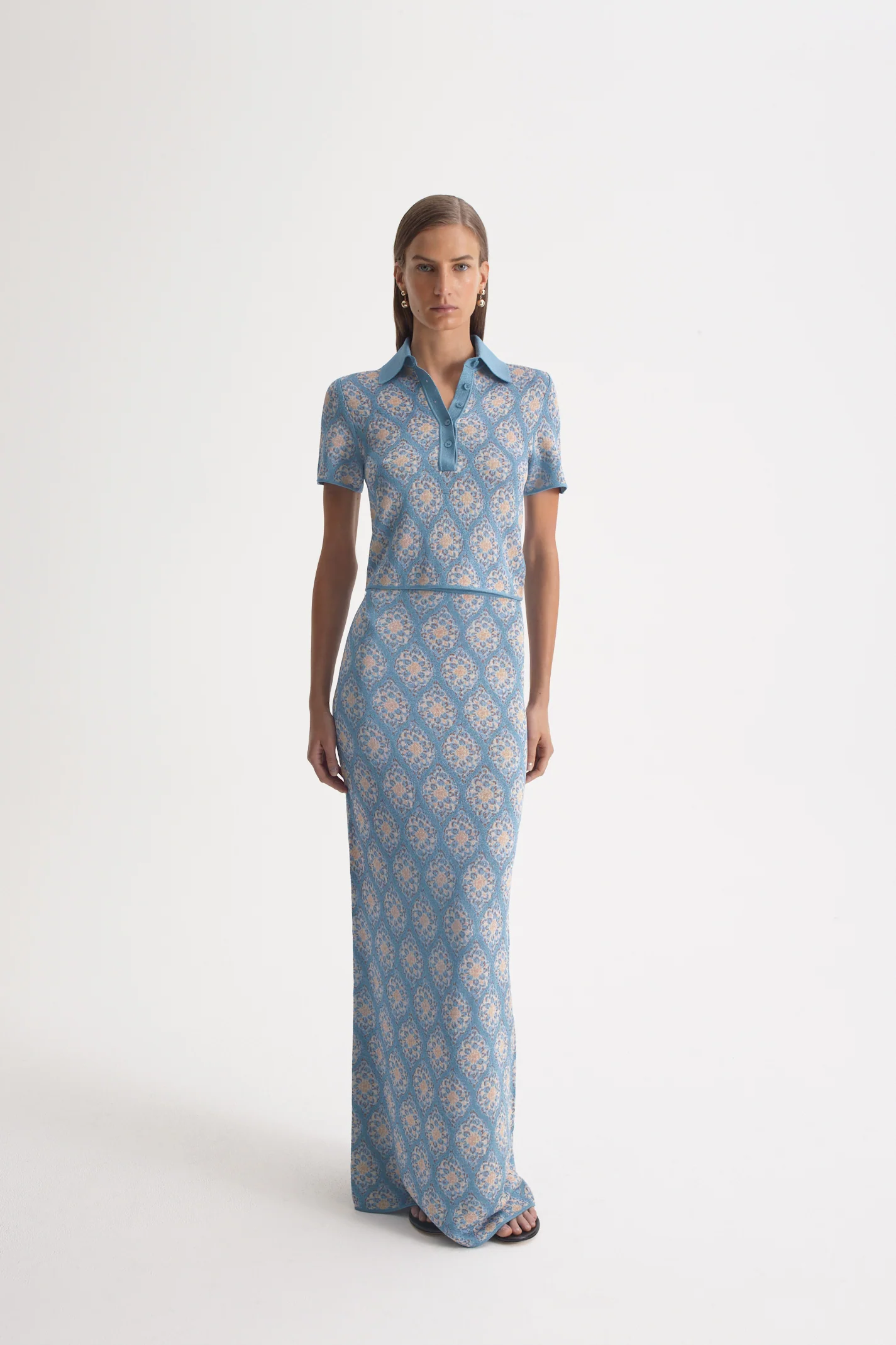 KNIT BROCADE LONG PENCIL SKIRT - Image 7