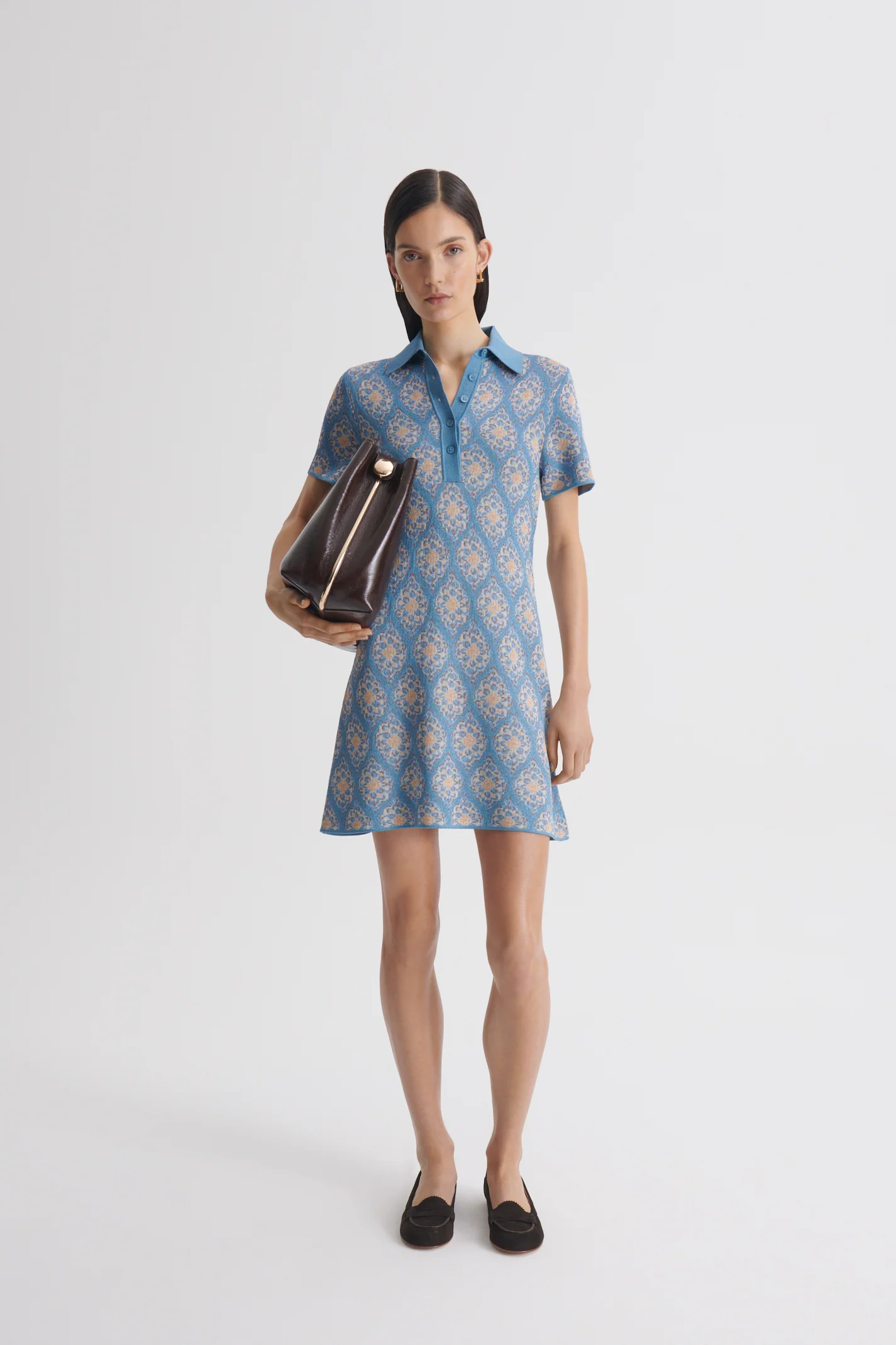 KNIT BROCADE SHIRT DRESS - Image 4