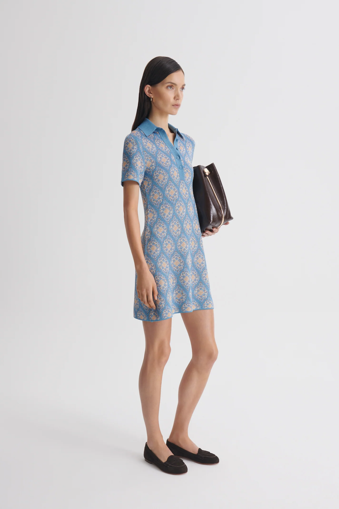 KNIT BROCADE SHIRT DRESS - Image 5