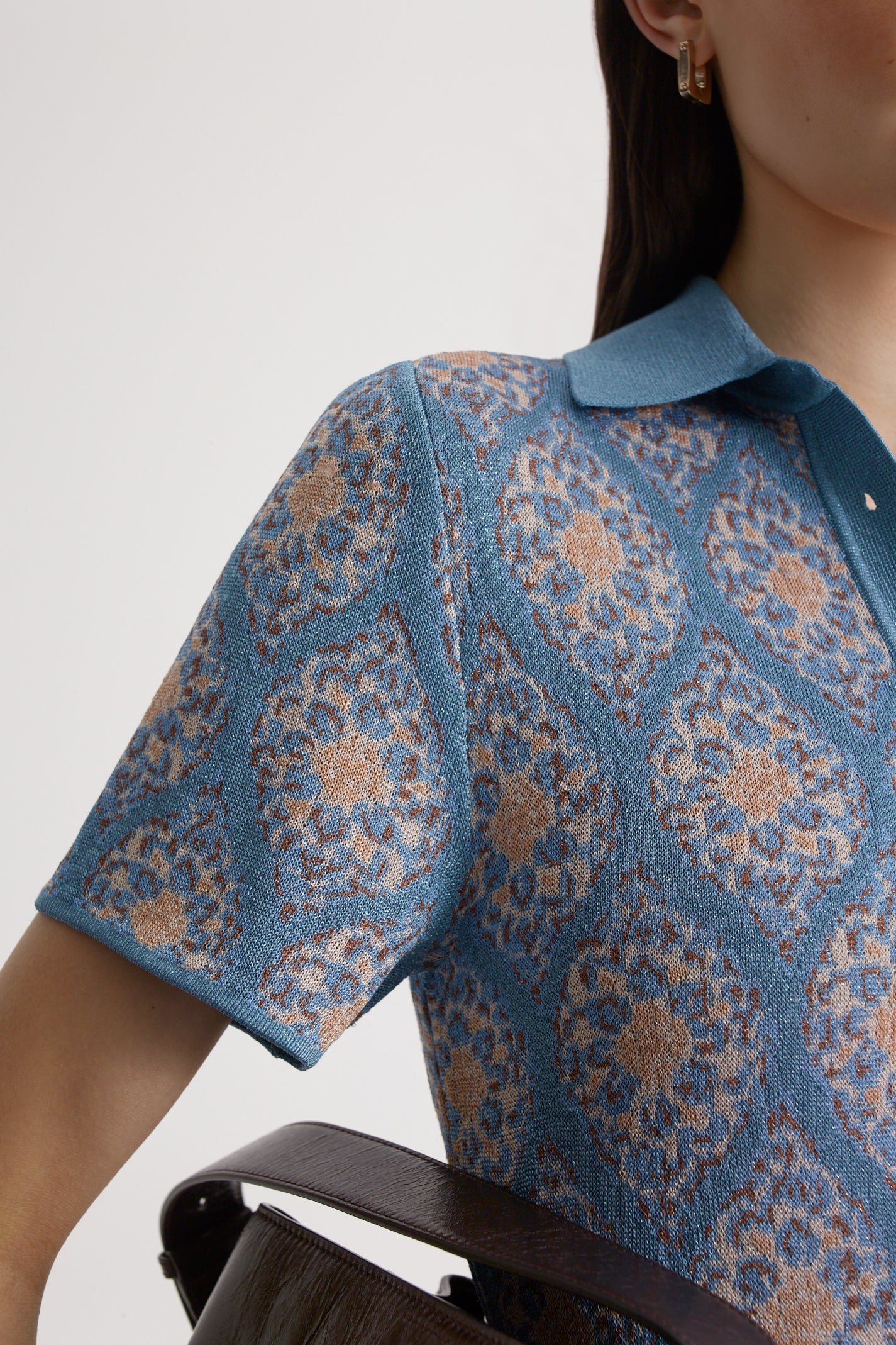 KNIT BROCADE SHIRT DRESS - Image 8