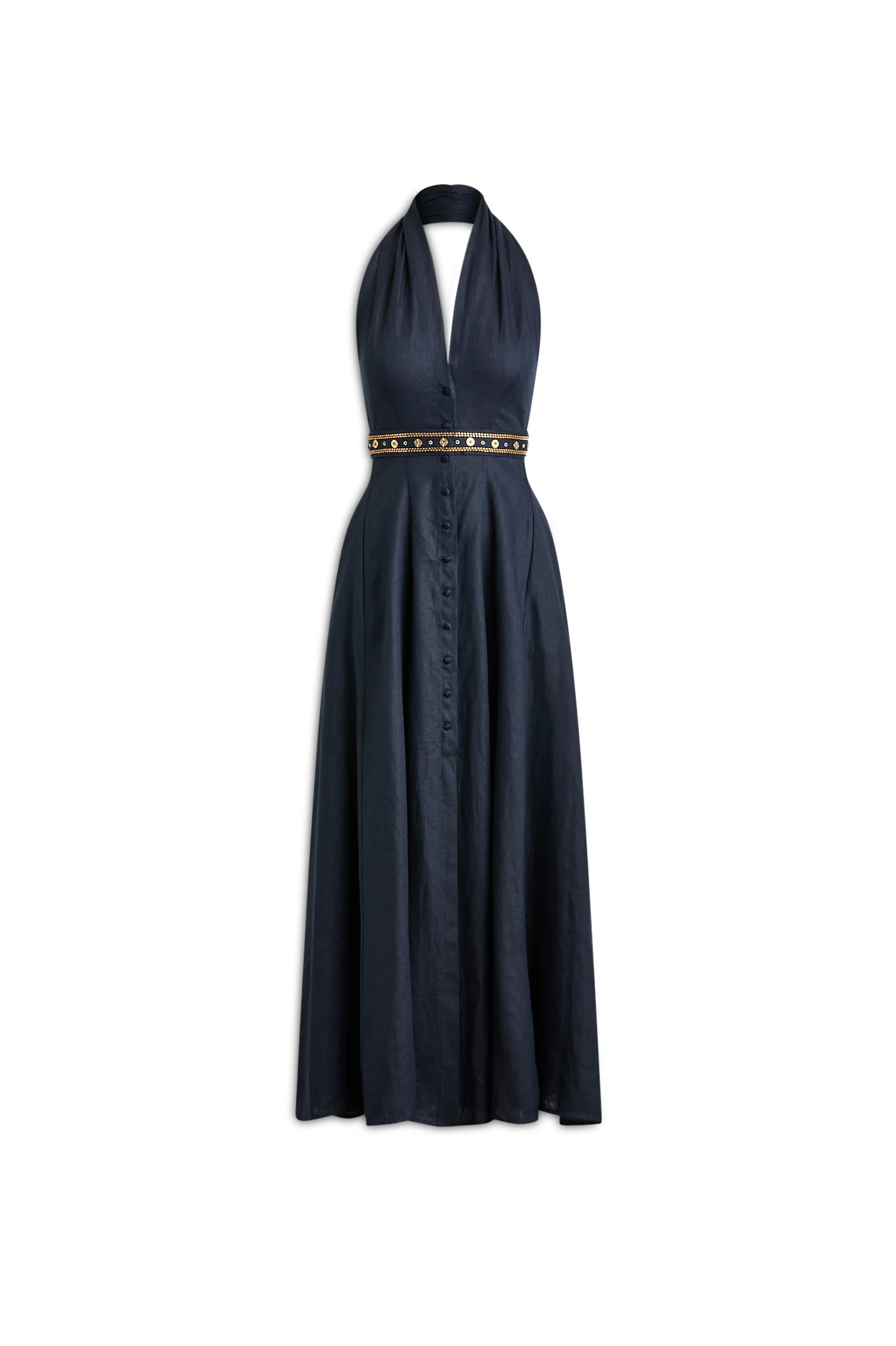 LINEN HALTER NECK DRESS