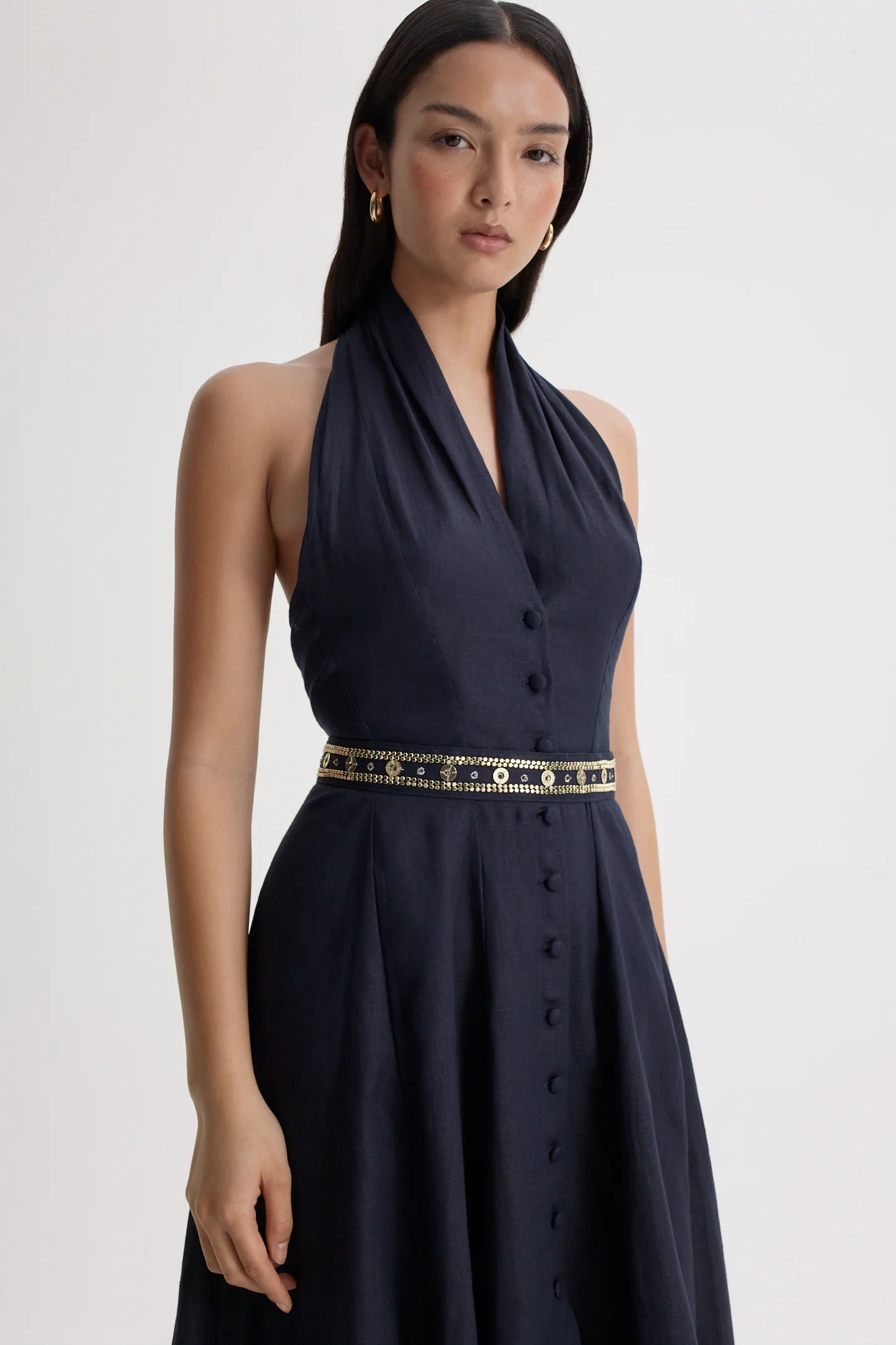 LINEN HALTER NECK DRESS - Image 3