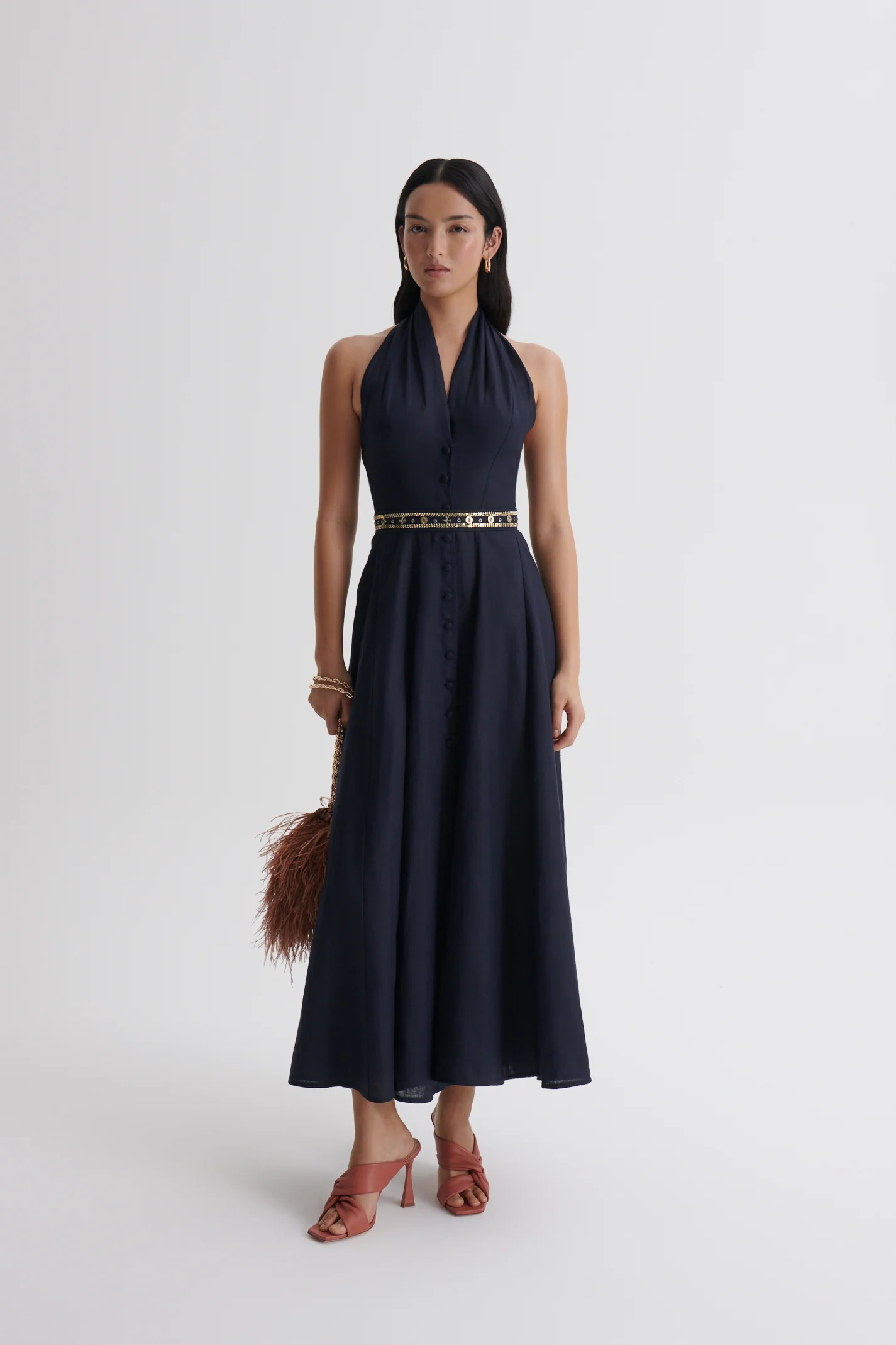LINEN HALTER NECK DRESS - Image 4