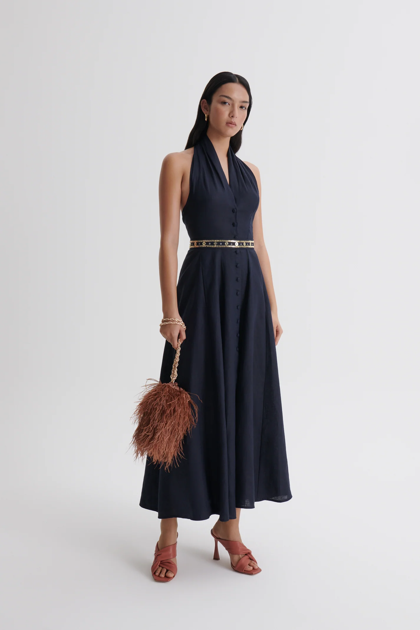 LINEN HALTER NECK DRESS - Image 5