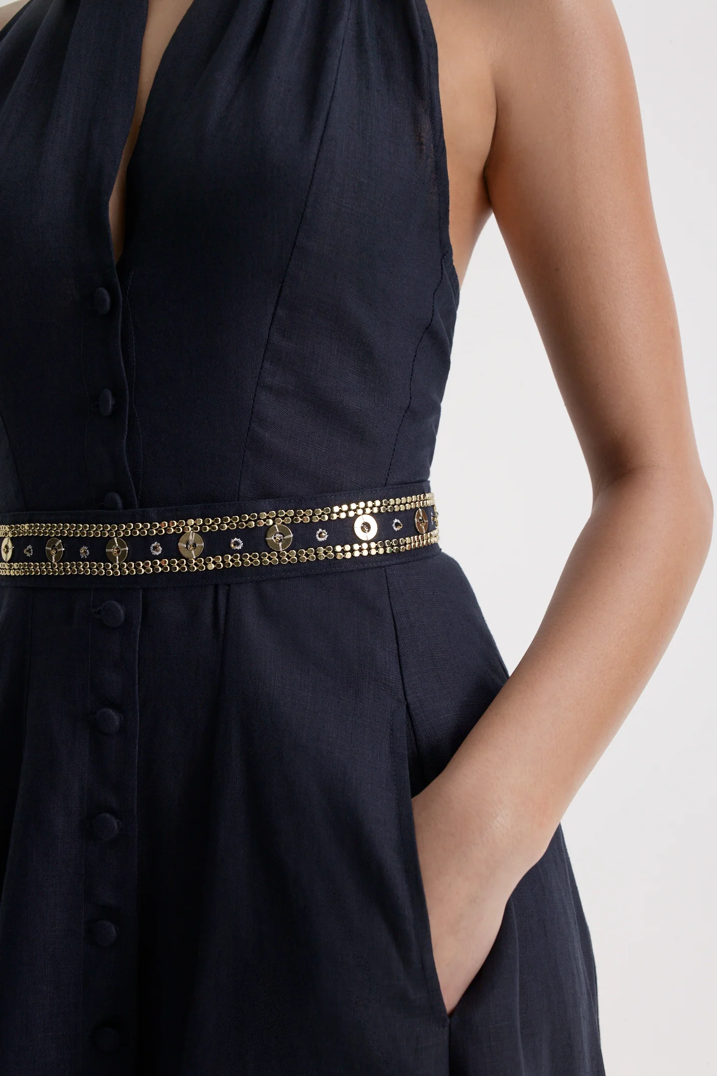 LINEN HALTER NECK DRESS - Image 7