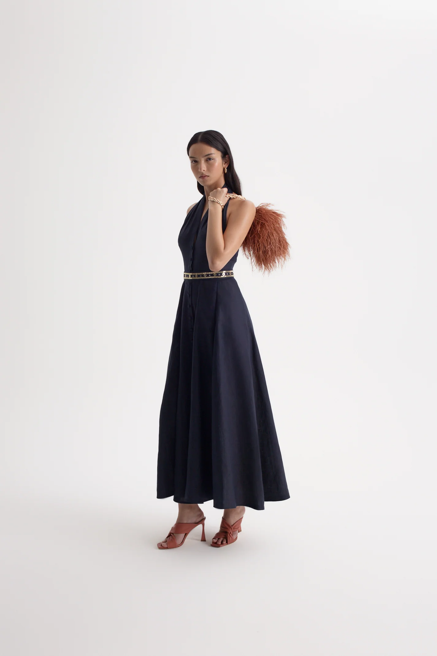 LINEN HALTER NECK DRESS - Image 9