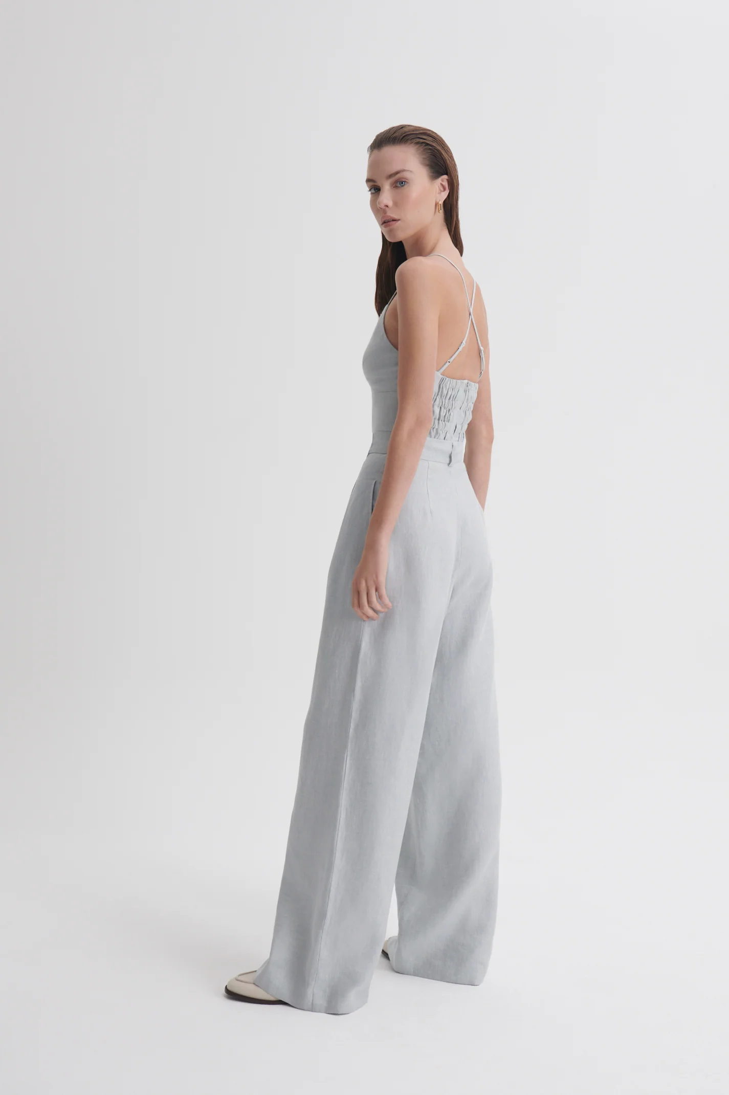 LINEN PLEAT DRAPE LEG TROUSER - Image 5