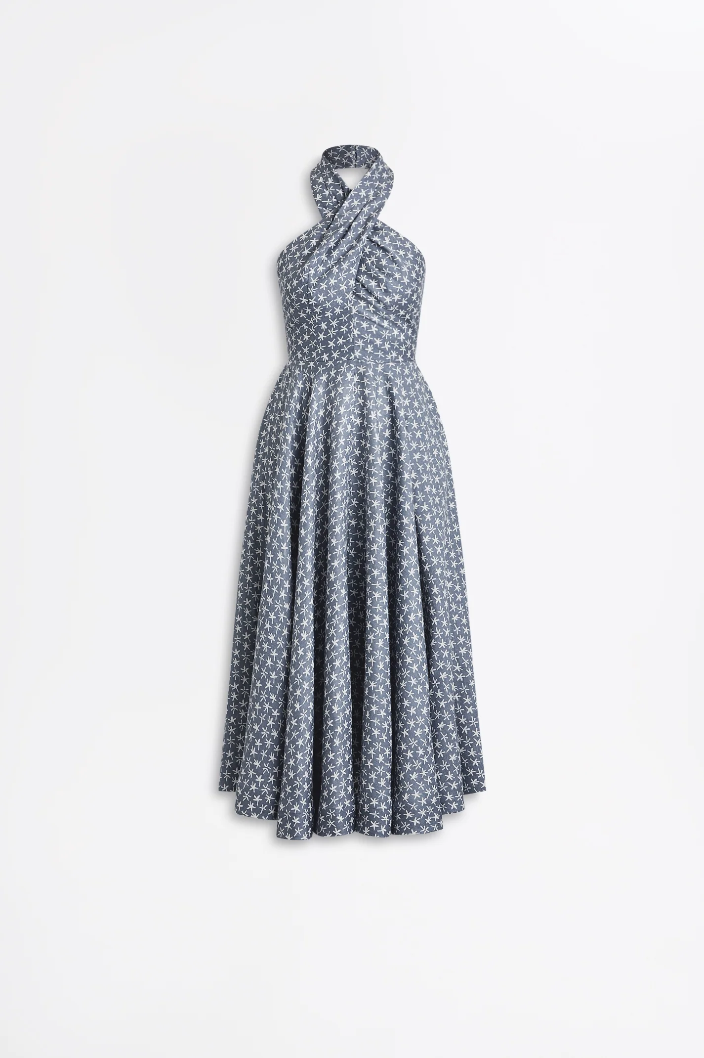LINEN PRINTED HALTER DRESS - Image 2