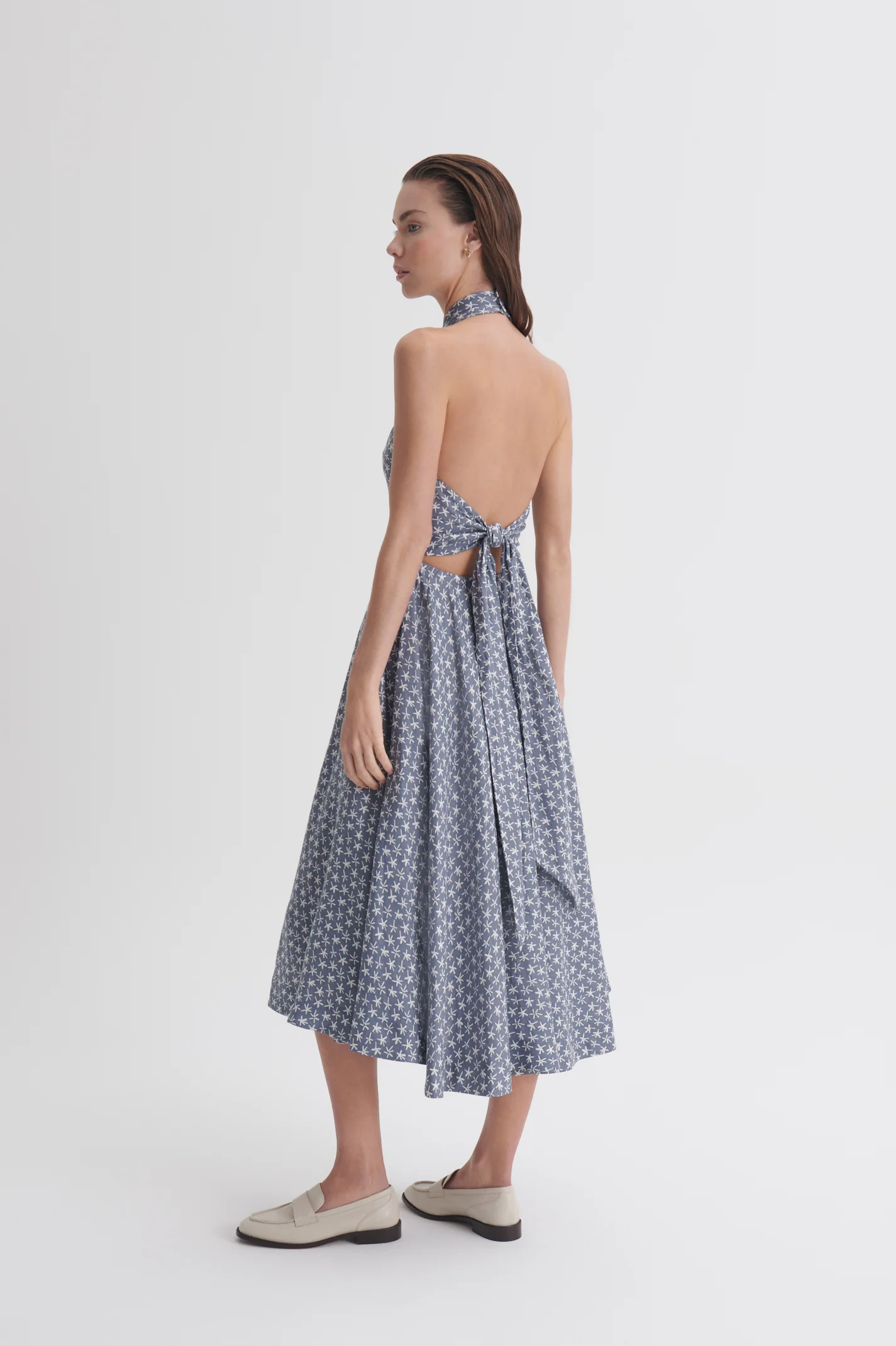 LINEN PRINTED HALTER DRESS - Image 6