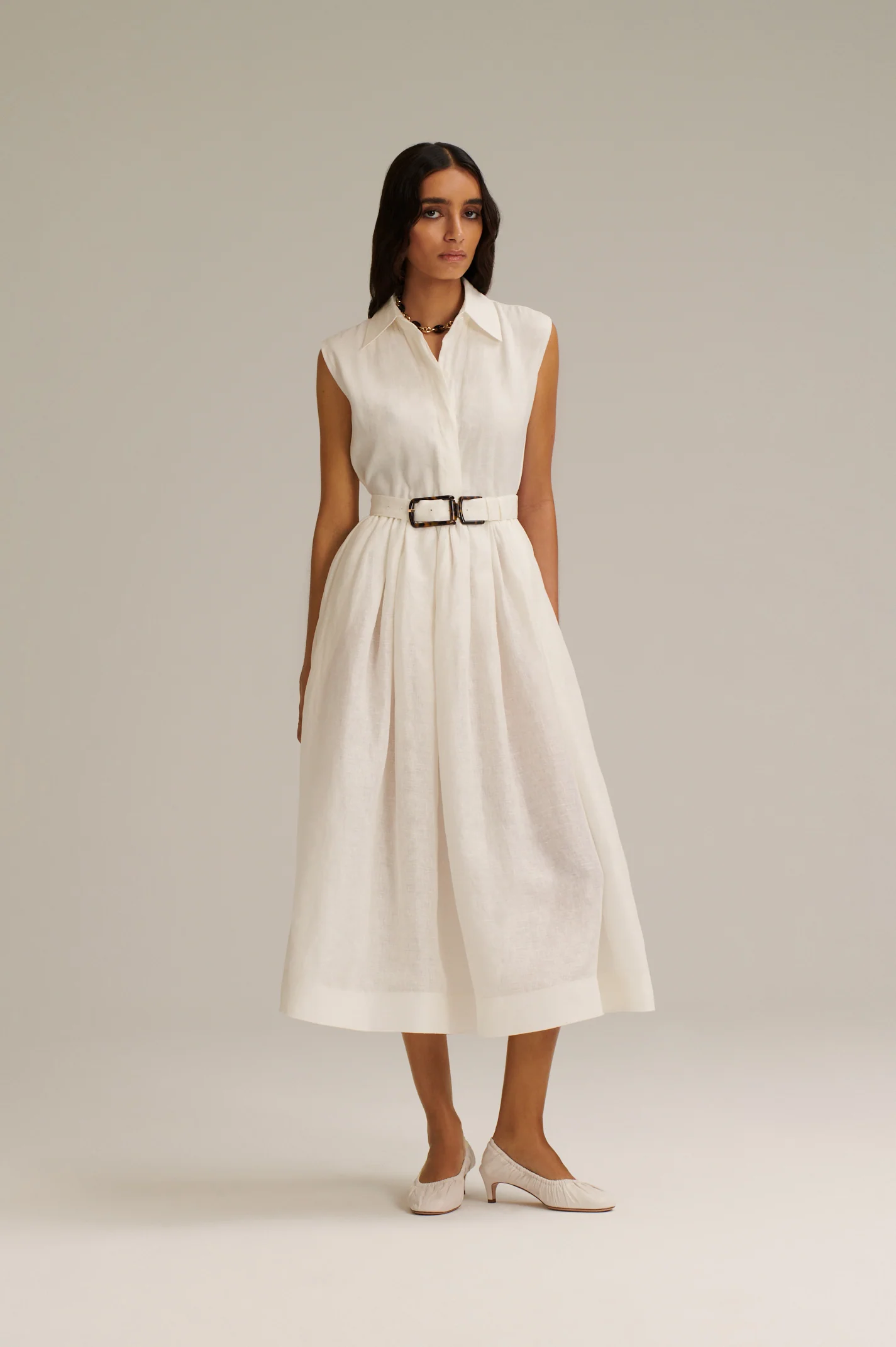 LINEN SLEEVELESS DRESS - Image 4