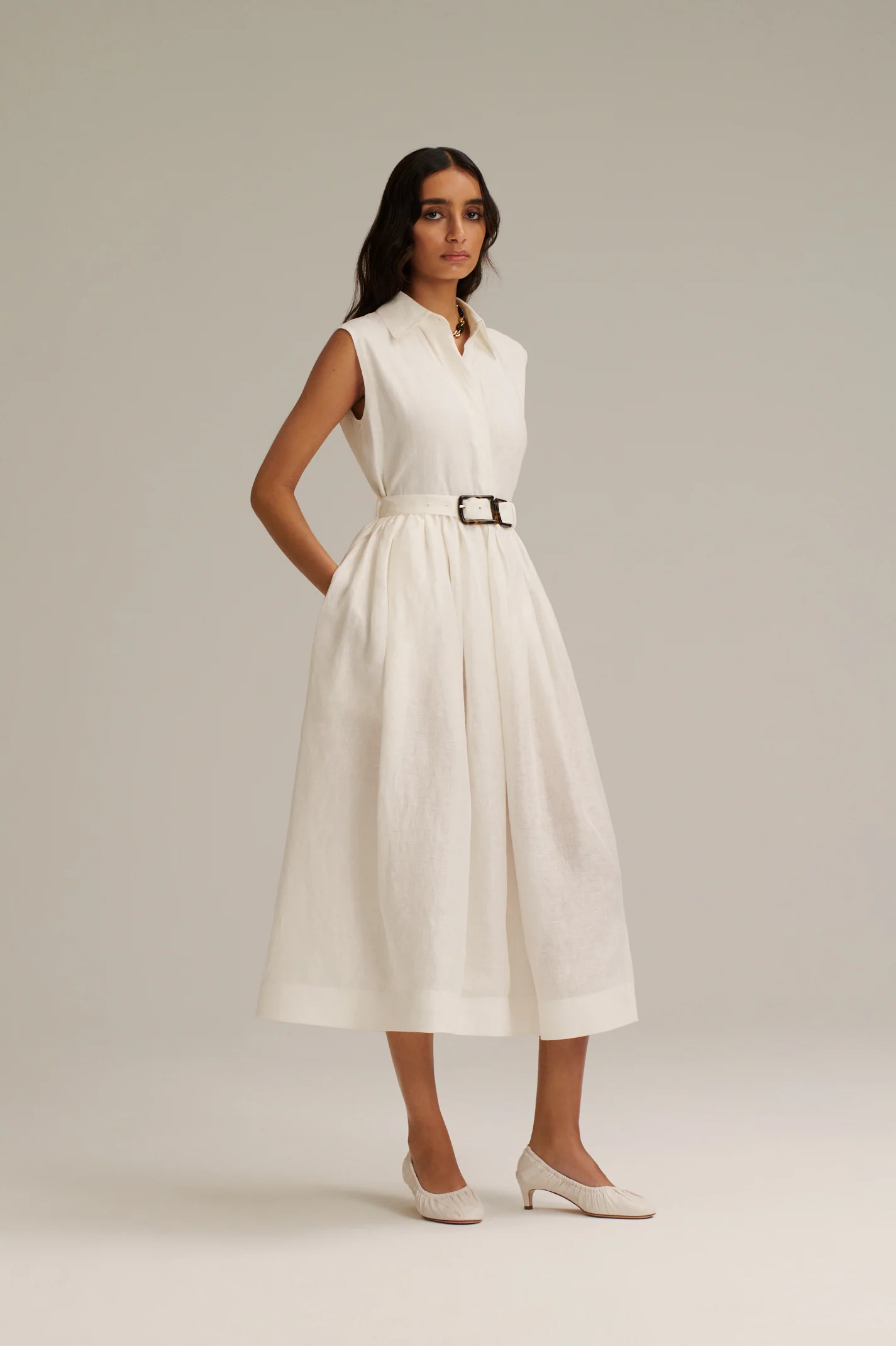LINEN SLEEVELESS DRESS - Image 5